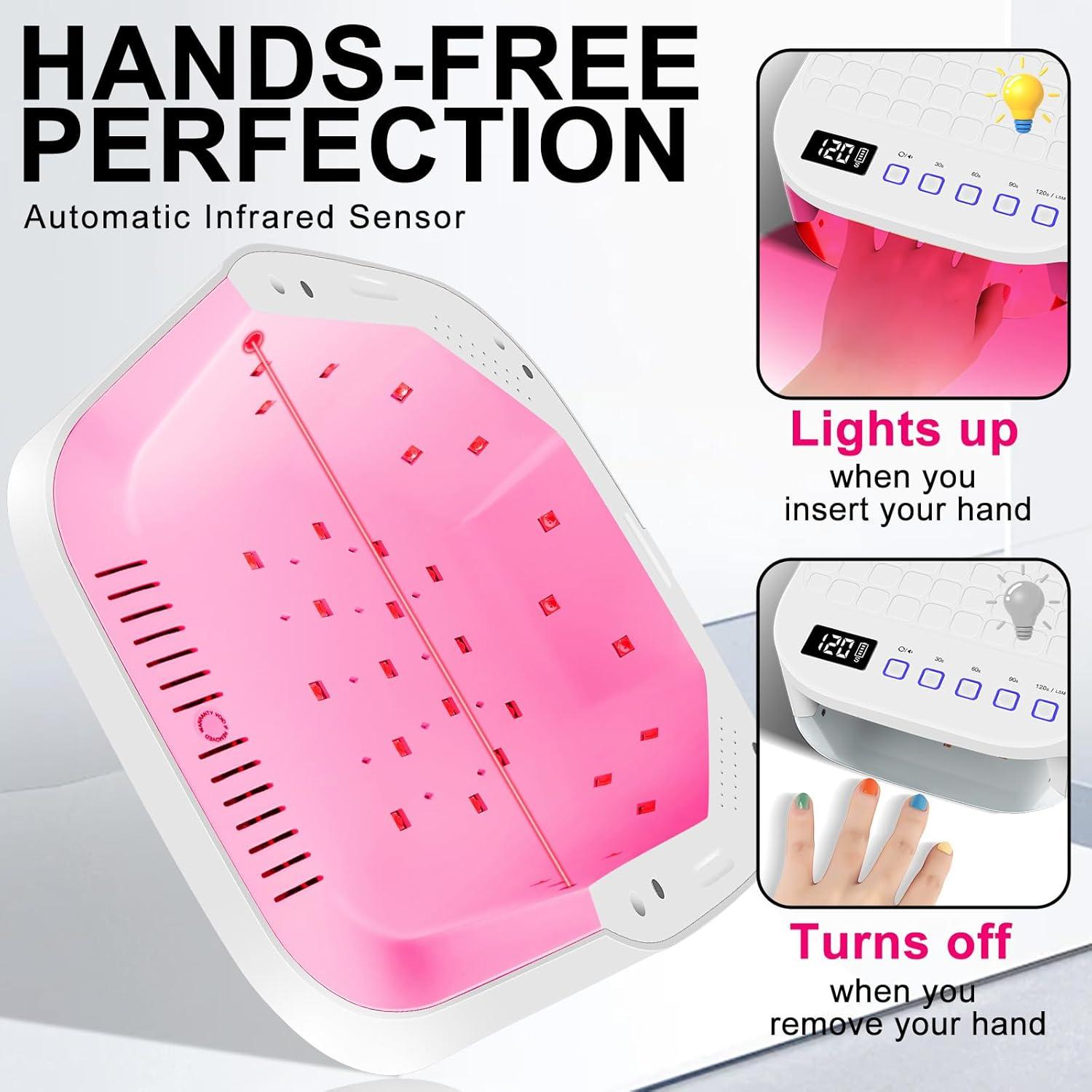 Lámpara UV LED MEKK para Uñas de Gel - Inalámbrica, 48W, Negro