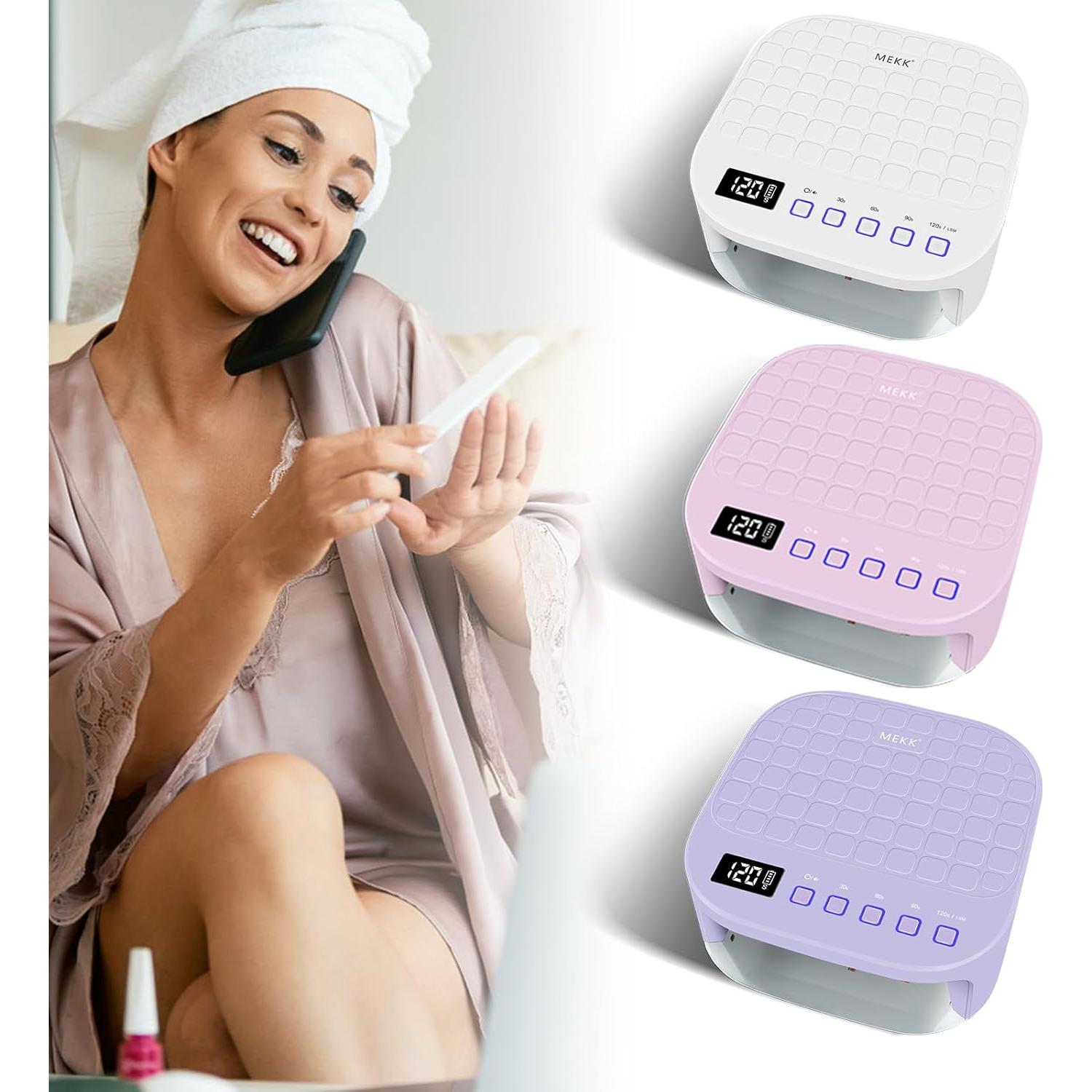 Lámpara UV LED MEKK para Uñas de Gel - Inalámbrica, 48W, Negro