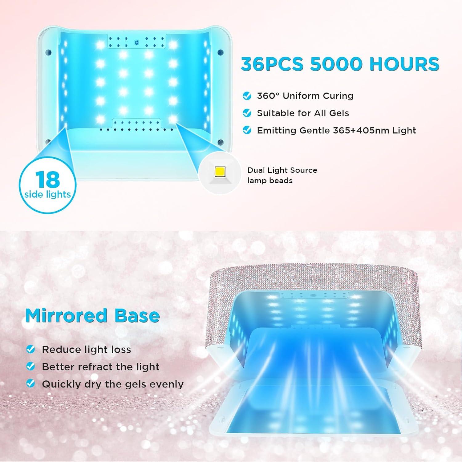 Lámpara UV de Uñas Inalámbrica Aedavey 36W con 4 Modos