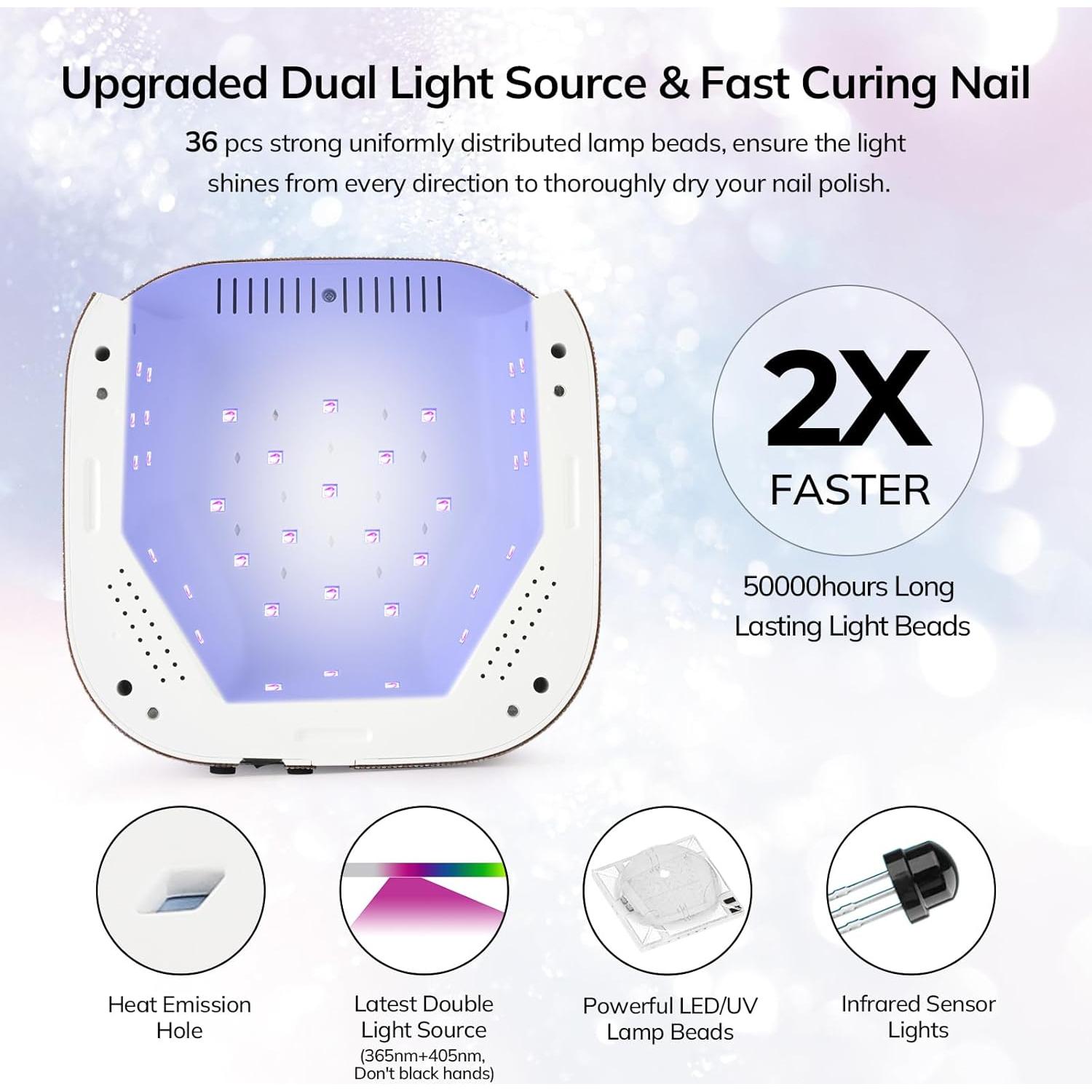 Lámpara de Uñas UV LED Lavinda 54W Recargable con Temporizador