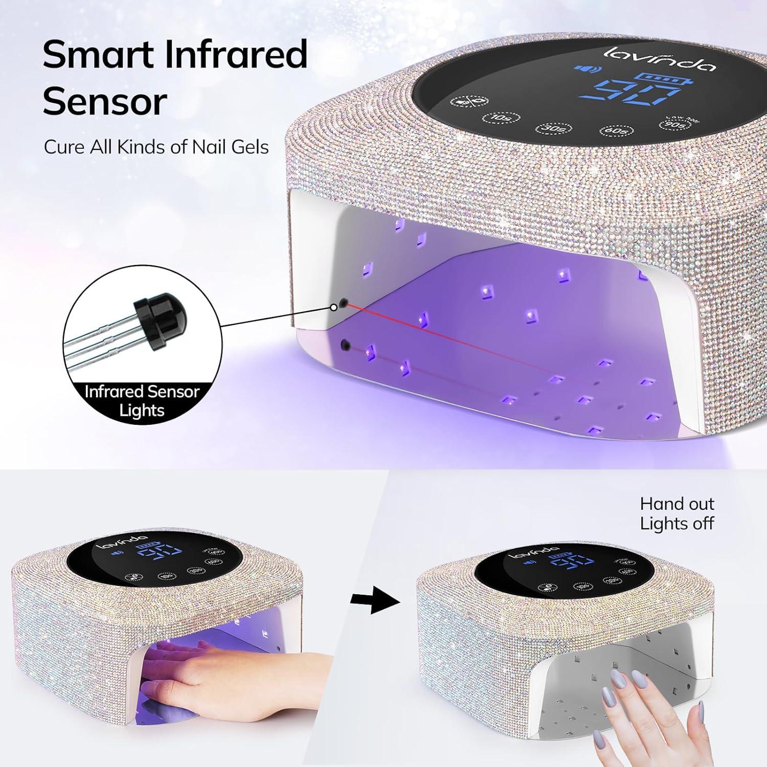 Lámpara de Uñas UV LED Lavinda 54W Recargable con Temporizador