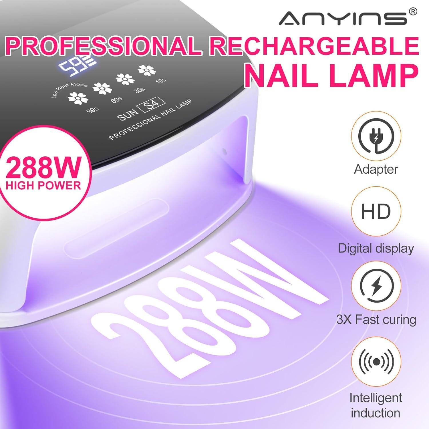 Lámpara de Uñas Inalámbrica ANYINS 288W UV LED 8 Horas