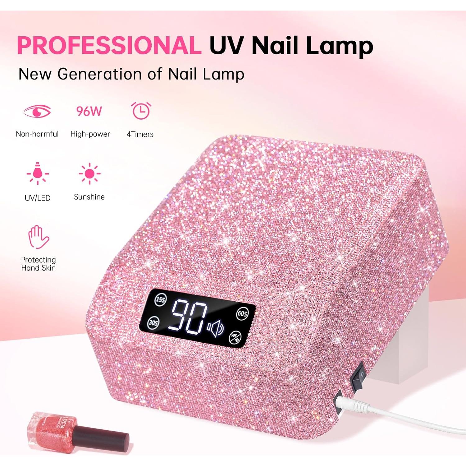 Lámpara UV para Uñas de Gel CHRISTINE SHELLY 96W Rosa