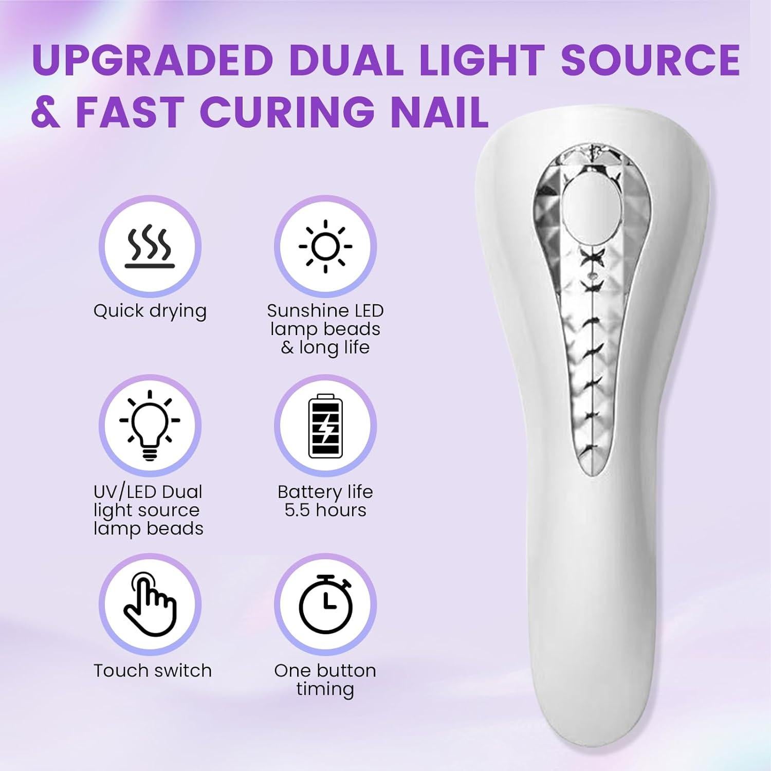 Mini Lámpara UV Portátil ESUOHYM para Uñas de Gel 17cm