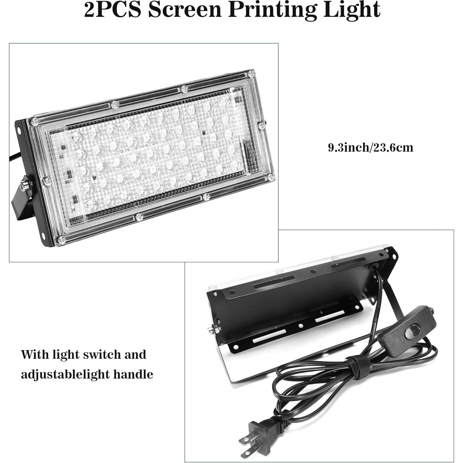 Caydo 2PCS 50W Luz UV para Serigrafía con Soportes y Bridas