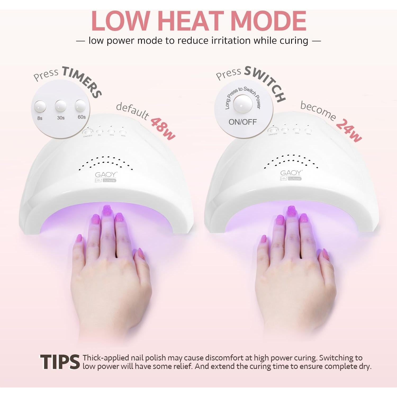 Lámpara UV LED GAOY Profesional para Esmalte en Gel 30 Perlas