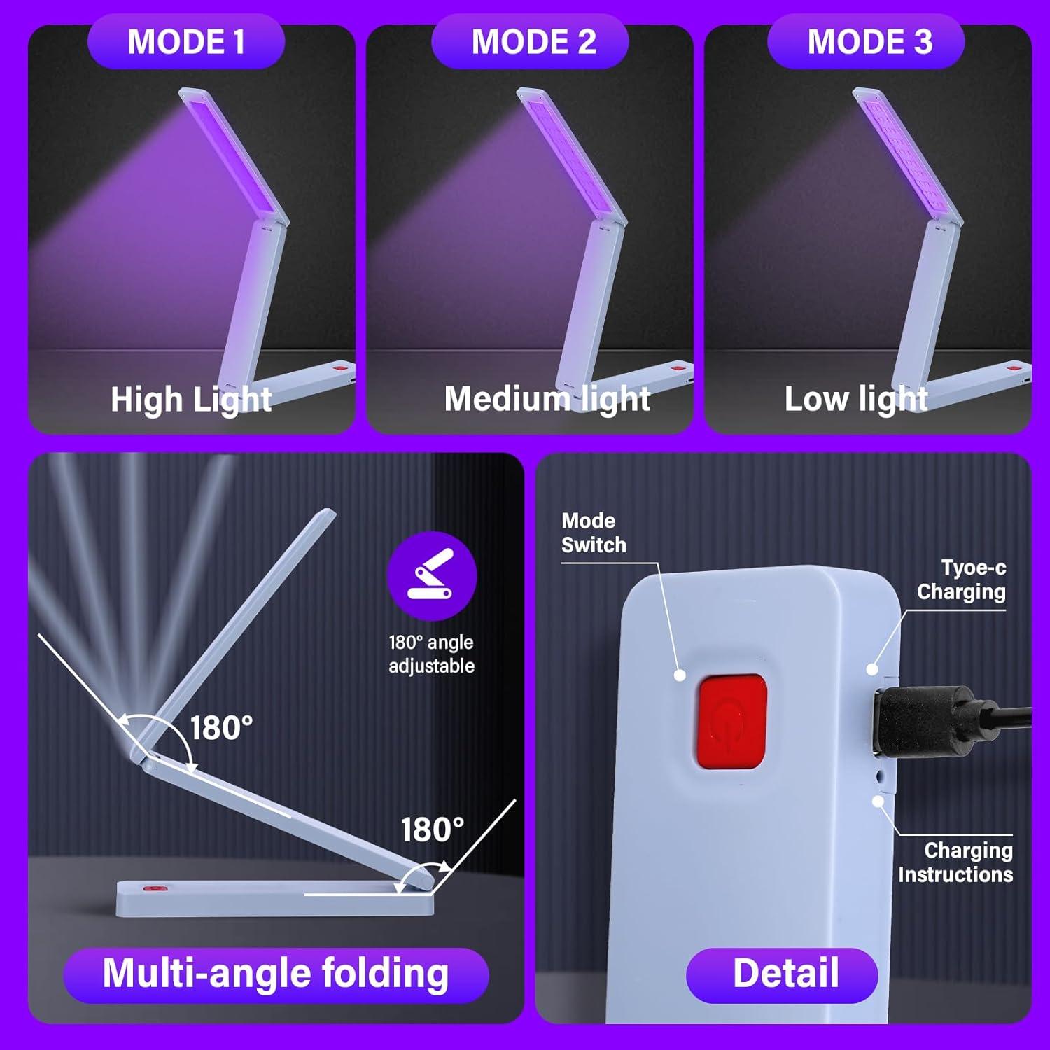 Luz UV Nuvioxt Recargable Plegable para Curado de Resina