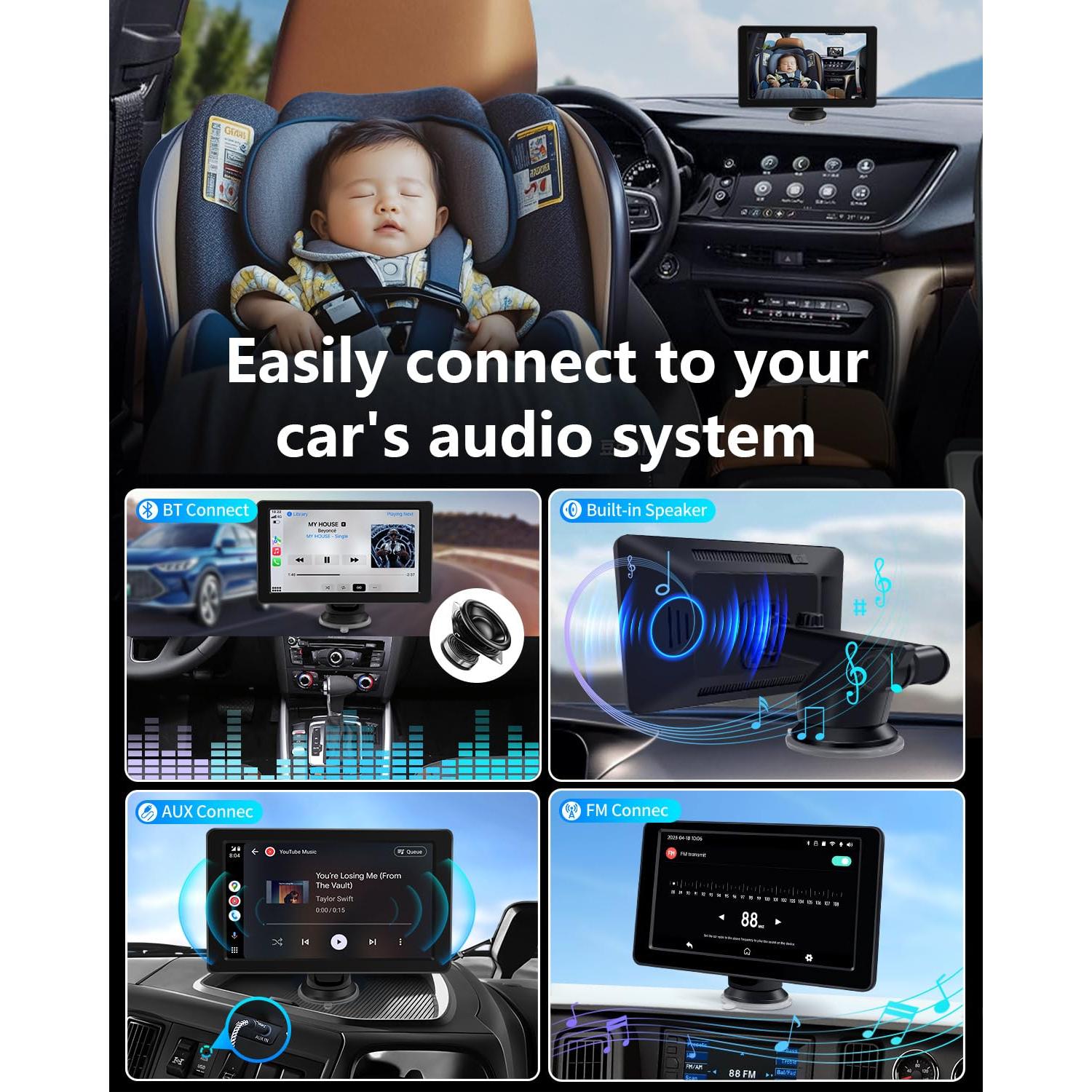 Cámara de Coche para Bebé Faninso V5 con Pantalla 18 cm HD