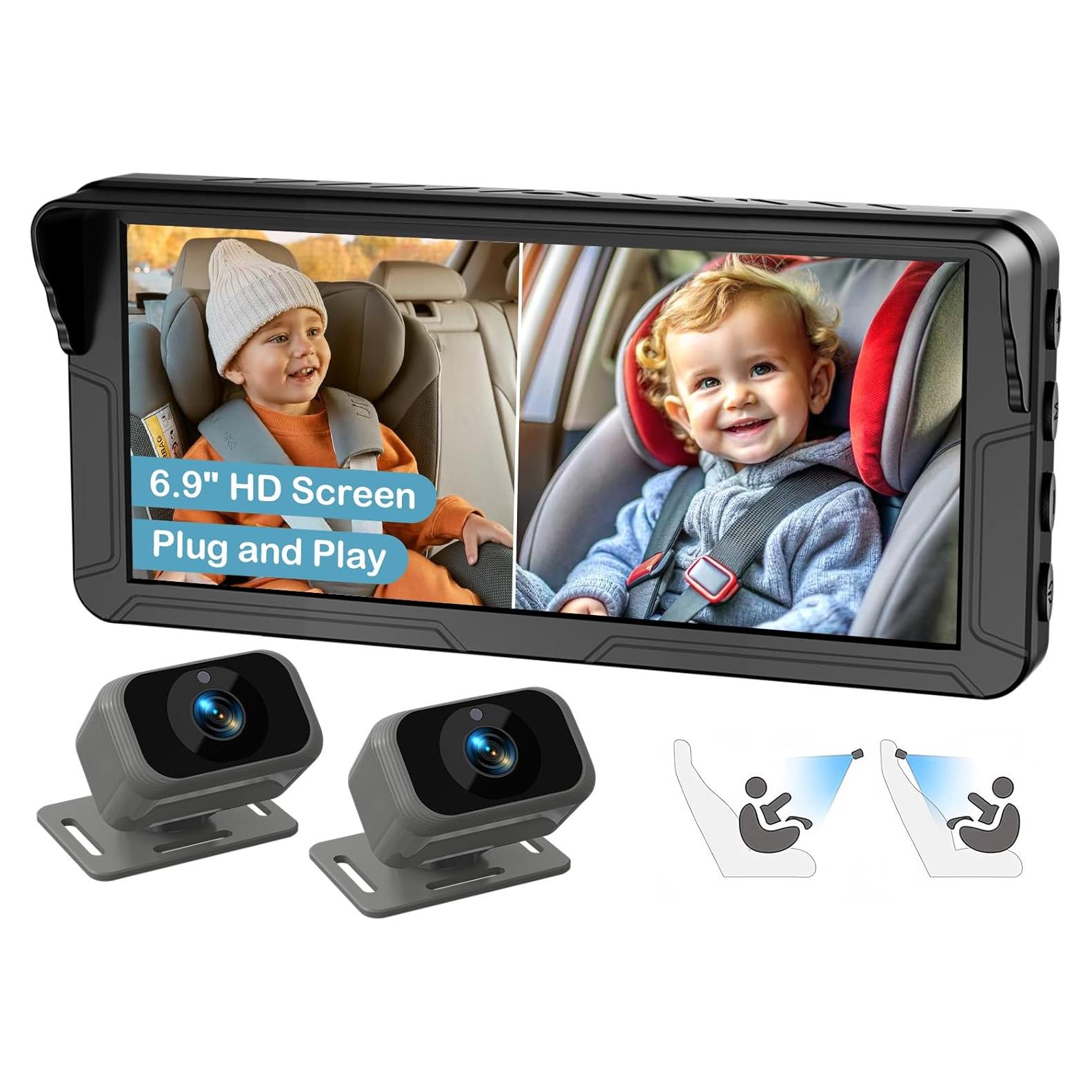 Cámara Doble para Bebés en Auto Fodkh - Pantalla 6.9" HD