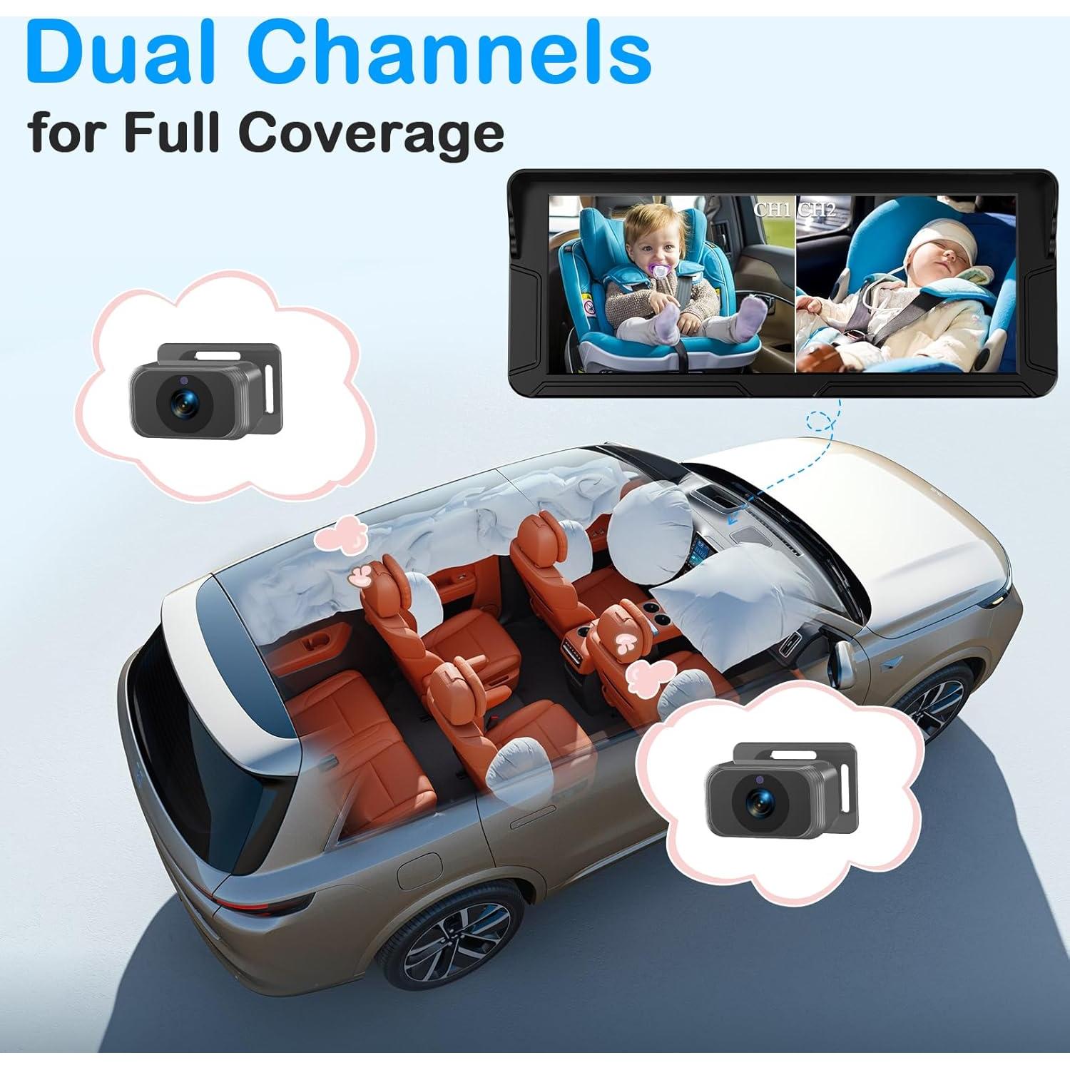 Cámara Doble para Bebés en Auto Fodkh - Pantalla 6.9" HD