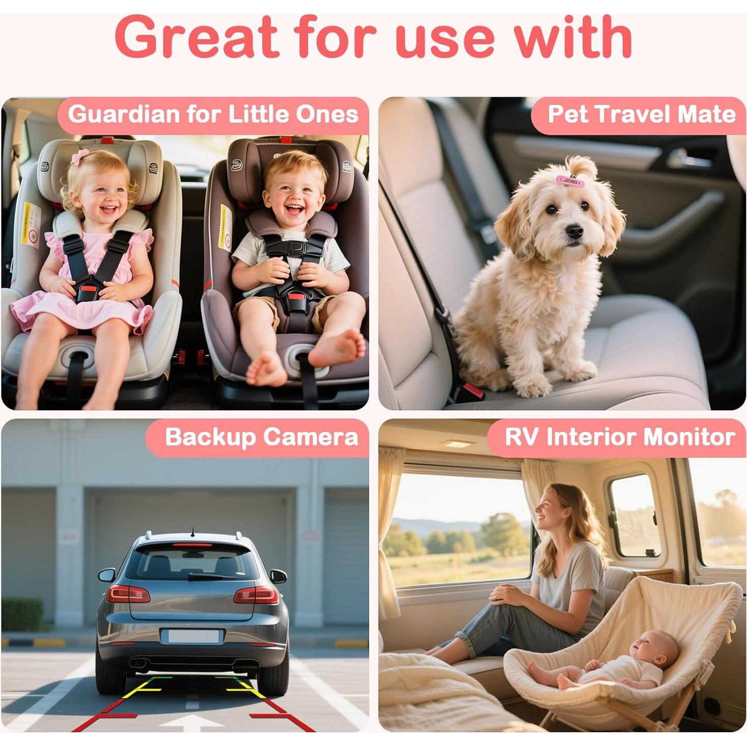 Cámara Doble para Bebés en Auto Fodkh - Pantalla 6.9" HD