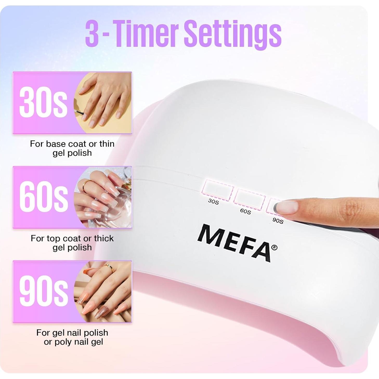 Lámpara UV 72W MEFA para Uñas con Base y Top Coat de Gel