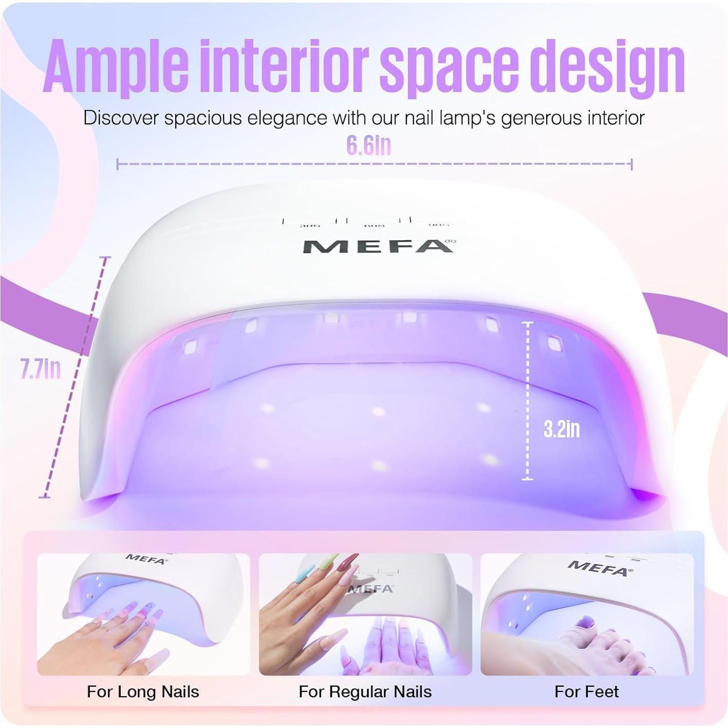 Lámpara UV 72W MEFA para Uñas con Base y Top Coat de Gel