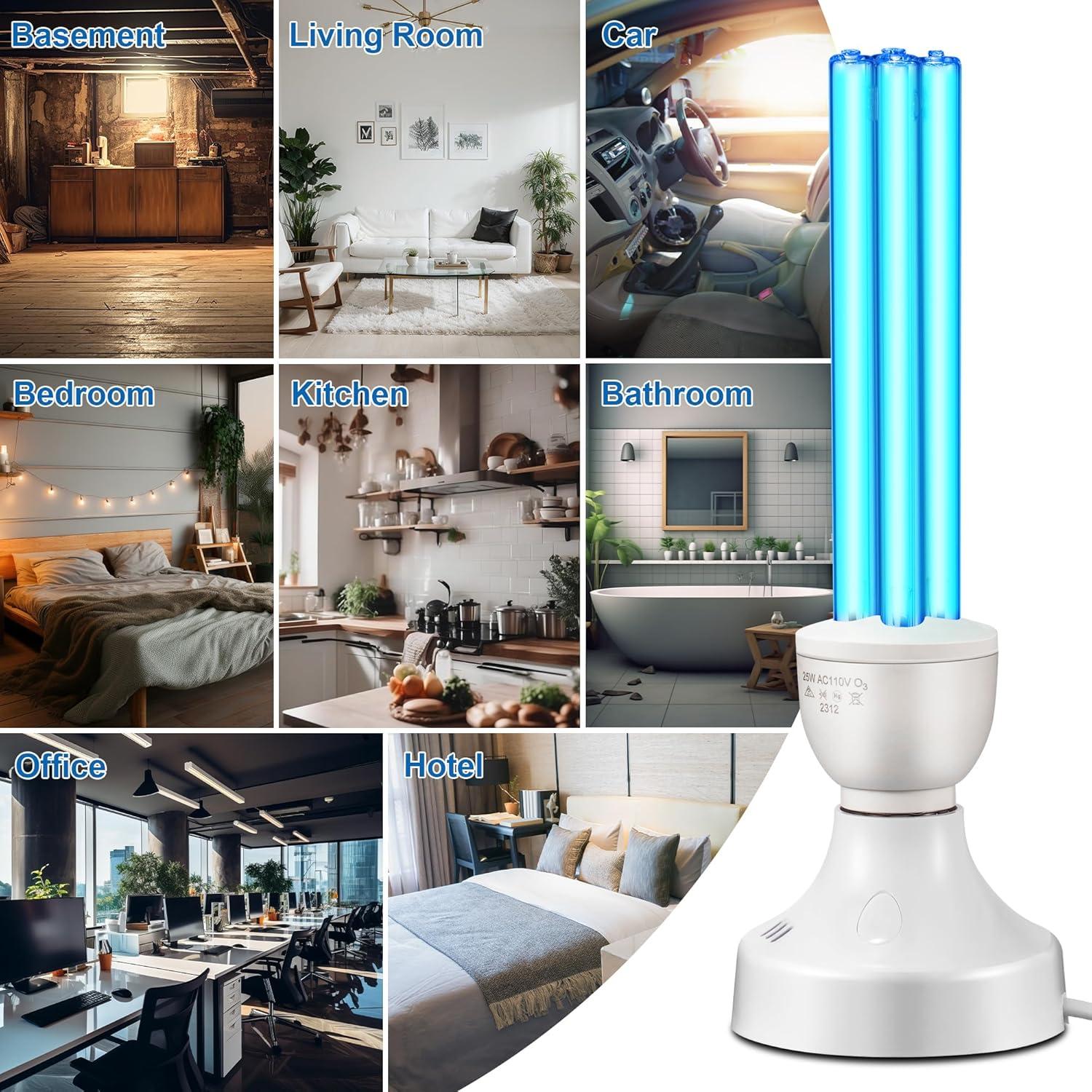 Qualirey Lámpara UV E27 25W con Control Remoto y Ozono