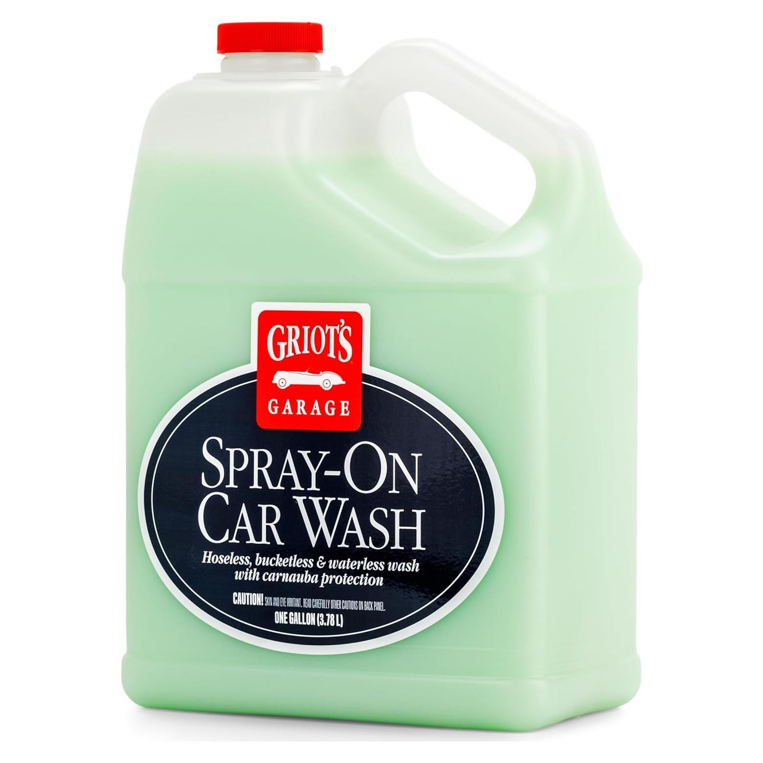 Griot's Garage Spray-On Car Wash for Vehicle Cleaning and Detailing, Rinseless and Waterless, No Hose and Bucket Needed, With Carnauba Wax Protection, 11066, One Gallon