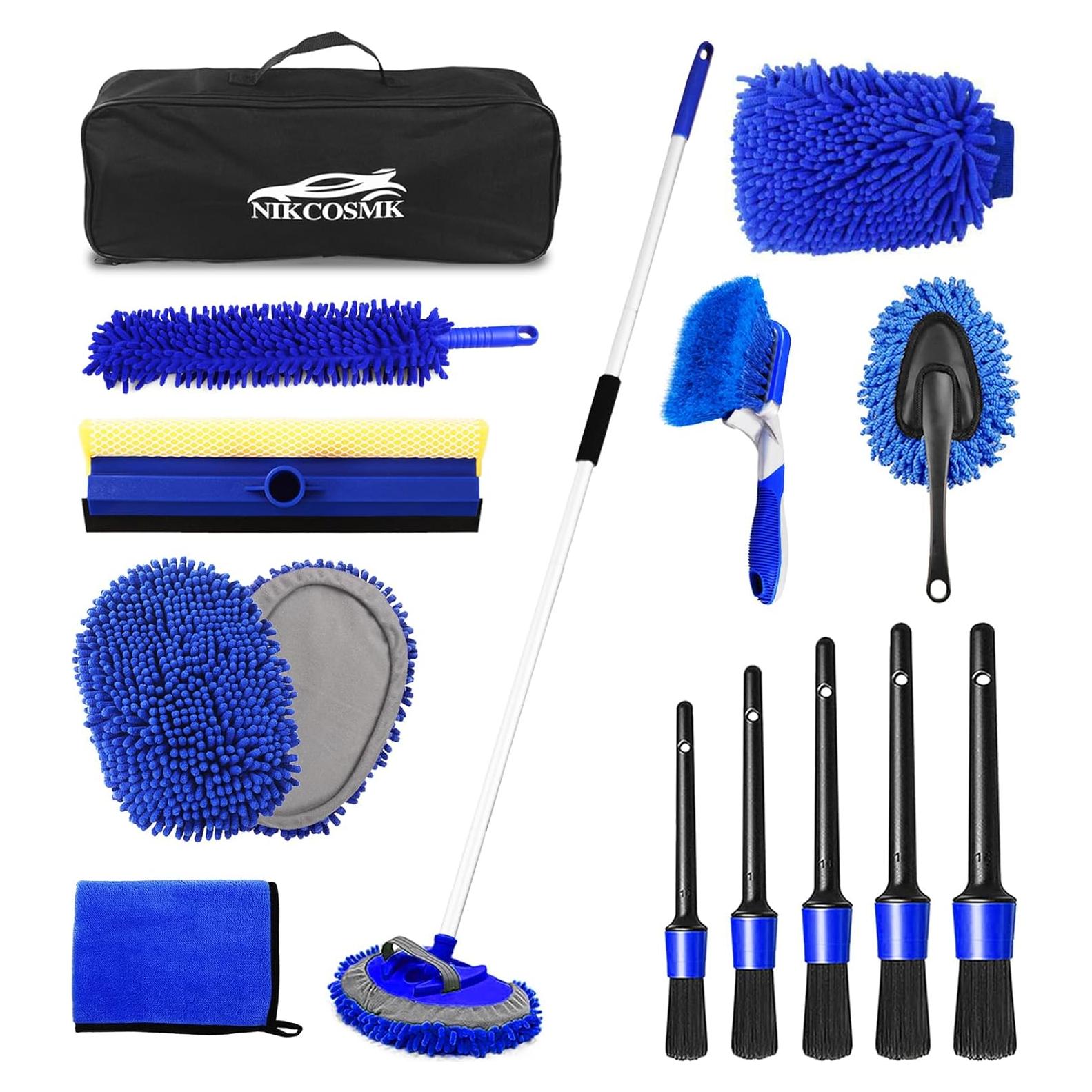 Kit de Lavado de Autos NIKCOSMK 17 Piezas 62" con Cepillos