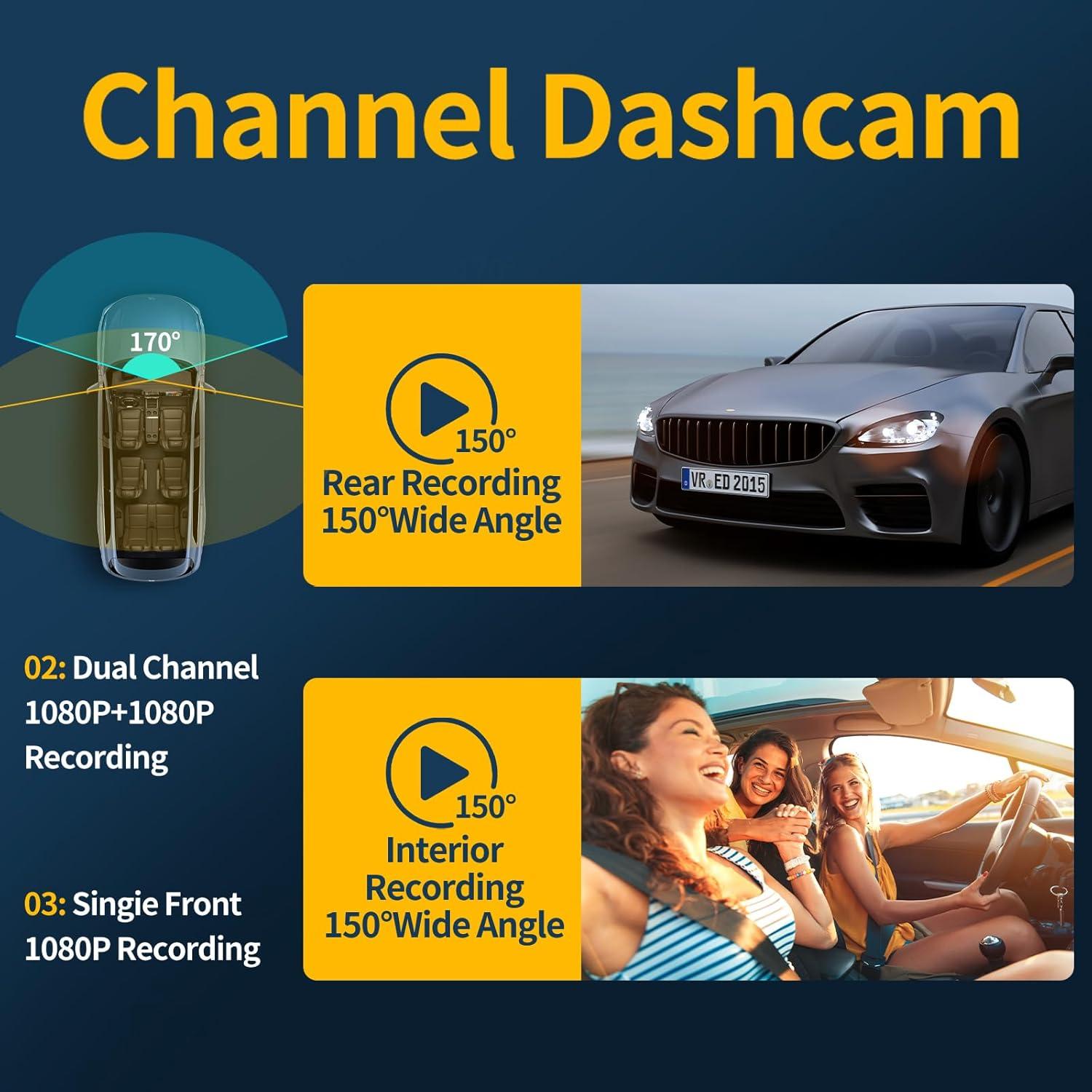 Cámara de tablero ENESY 1080P HD con grabación dual y visión nocturna