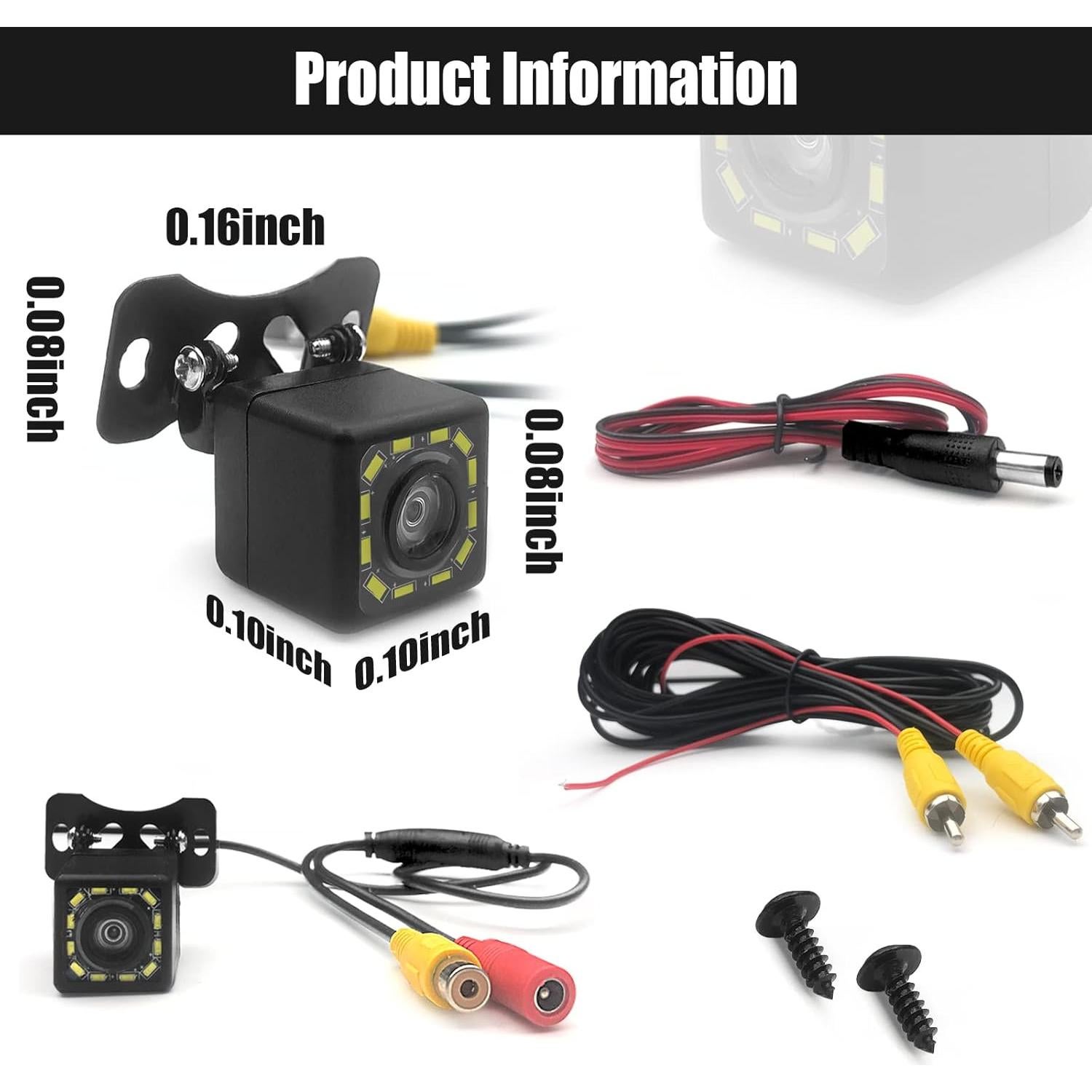 Cámara de Respaldo para Auto QUICTO Ultra HD 12 LED IP67