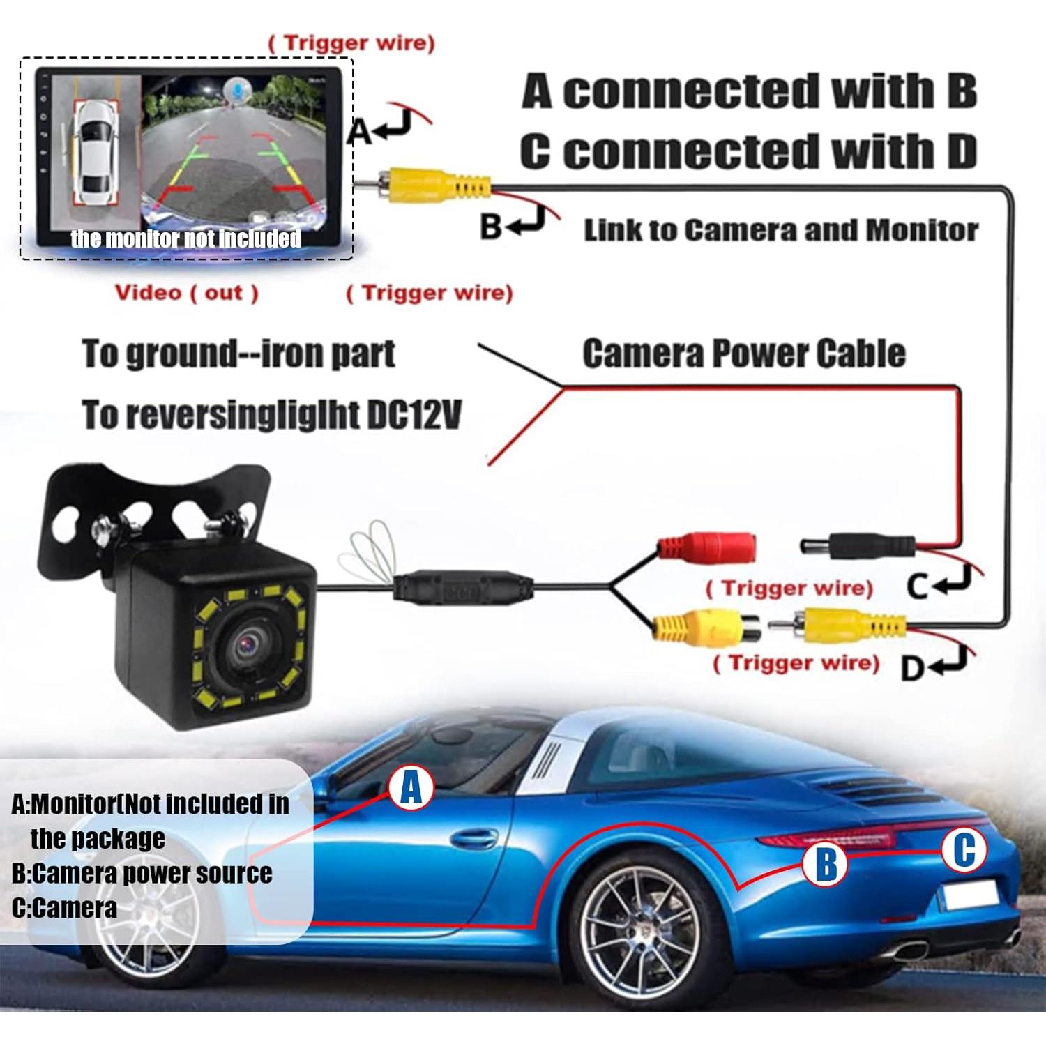 Cámara de Respaldo para Auto QUICTO Ultra HD 12 LED IP67