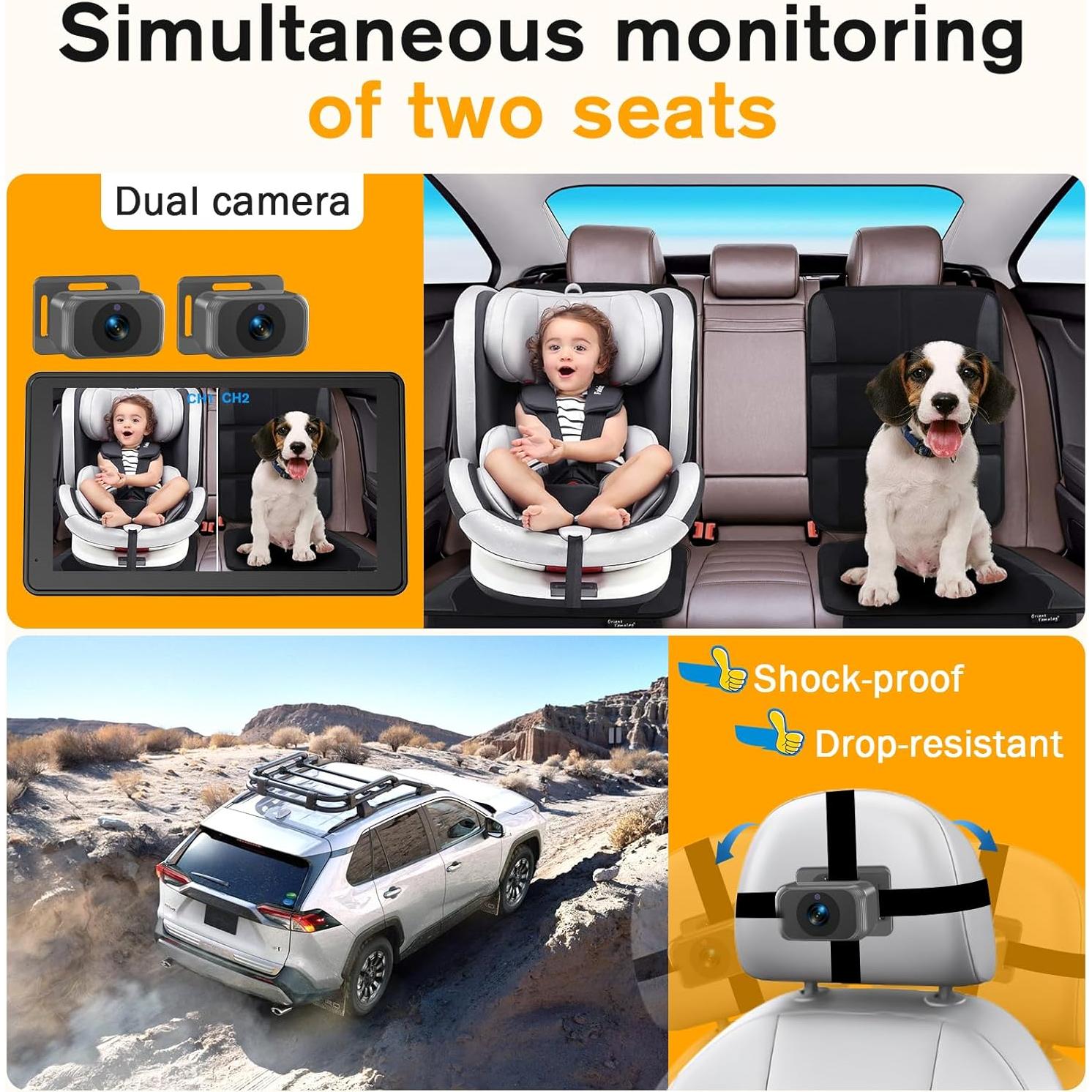 Cámara de Auto para Bebés Thybro A29 Doble 1080P 7"