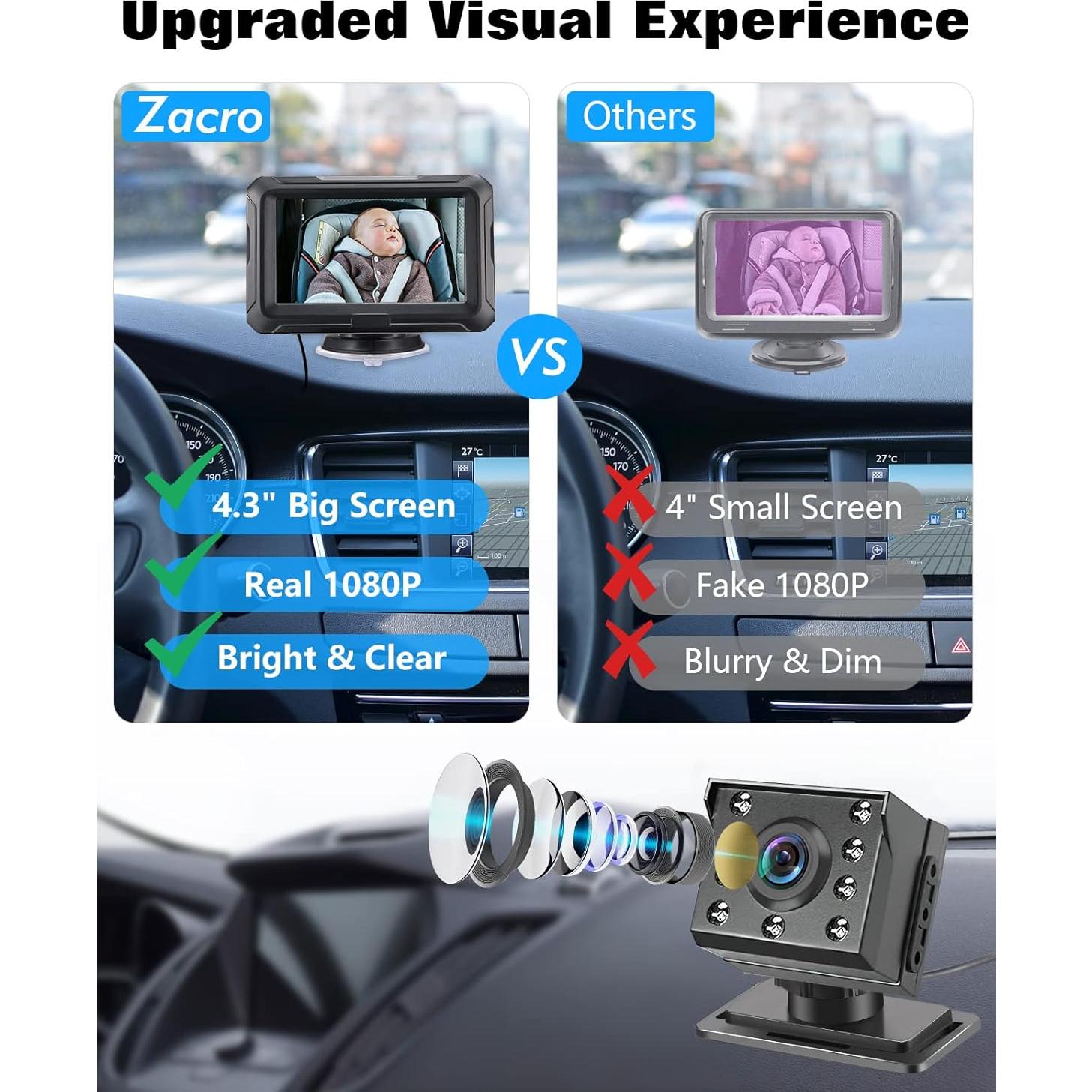 Cámara para Bebé Zacro 4.3" HD 1080P con Visión Nocturna