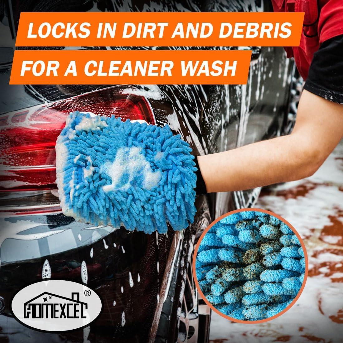 Mitón de Lavado de Autos HOMEXCEL 2PK Microfibra Azul 25.9x17cm