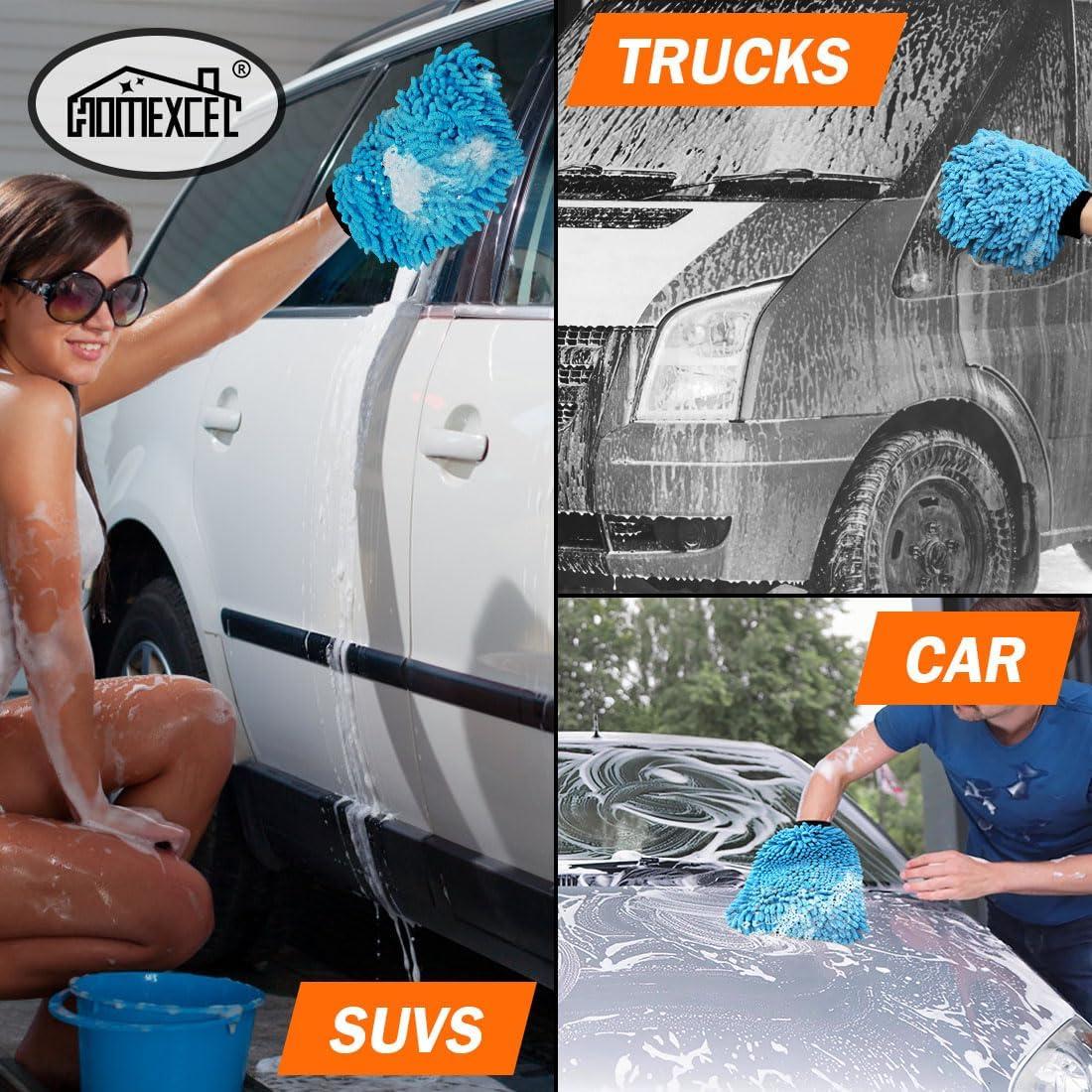 Mitón de Lavado de Autos HOMEXCEL 2PK Microfibra Azul 25.9x17cm