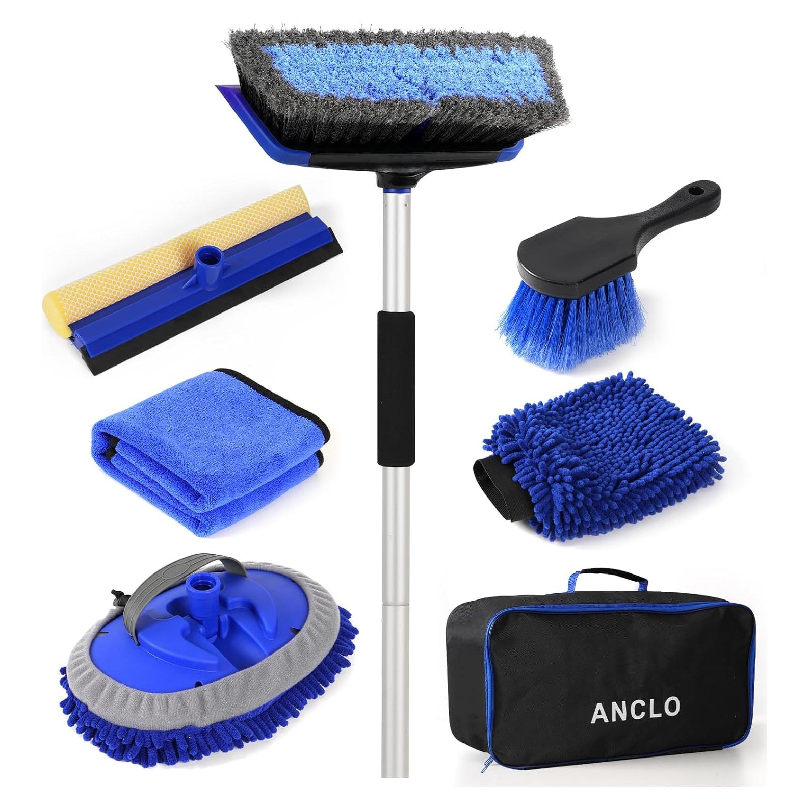 Kit de Limpieza de Autos ANCLO con Mopa y Cepillos Antirayaduras