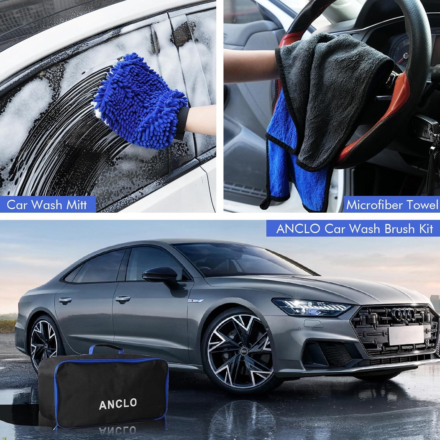 Kit de Limpieza de Autos ANCLO con Mopa y Cepillos Antirayaduras