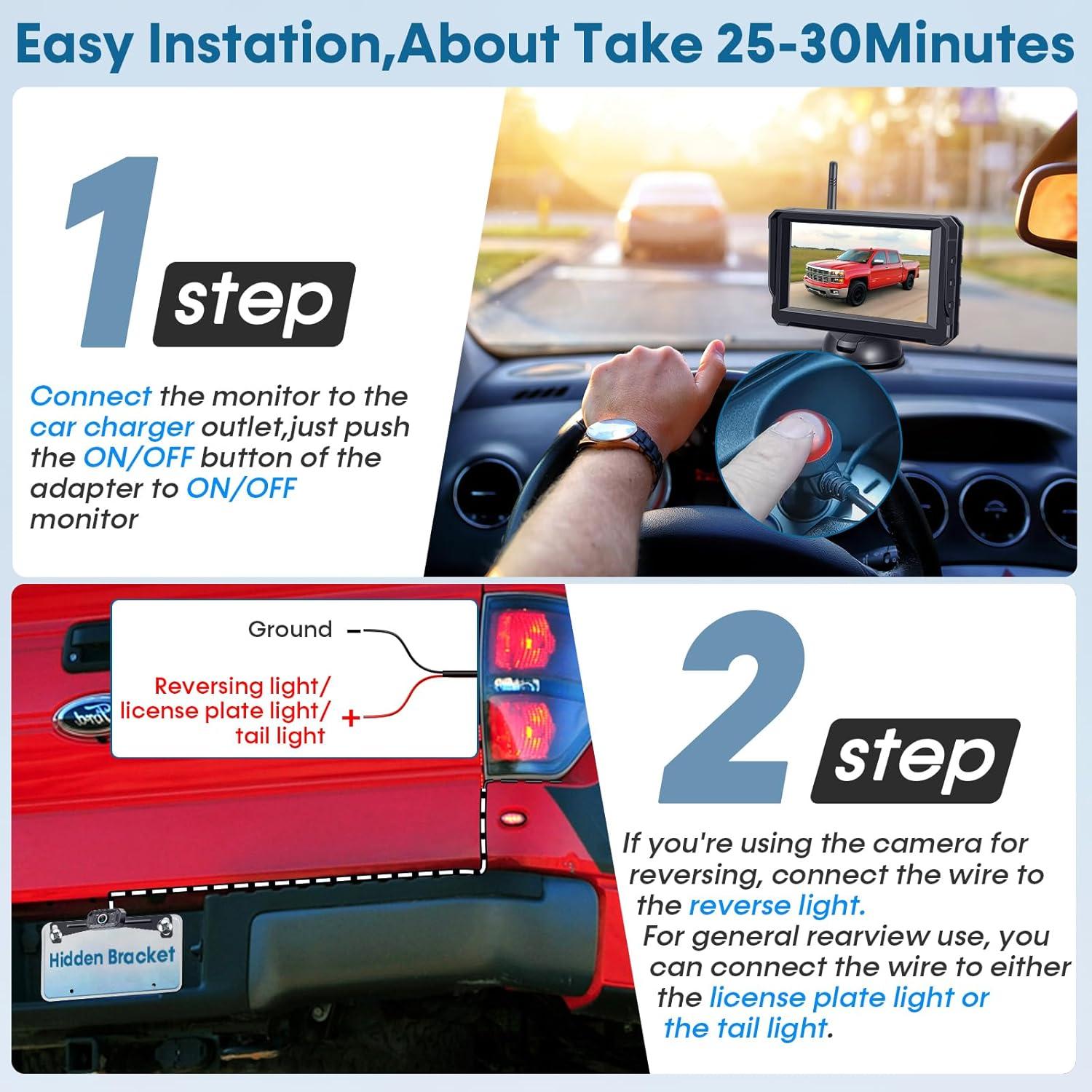 Cámara de Respaldo Inalámbrica Befumly H21 5" HD 1080P IP69K