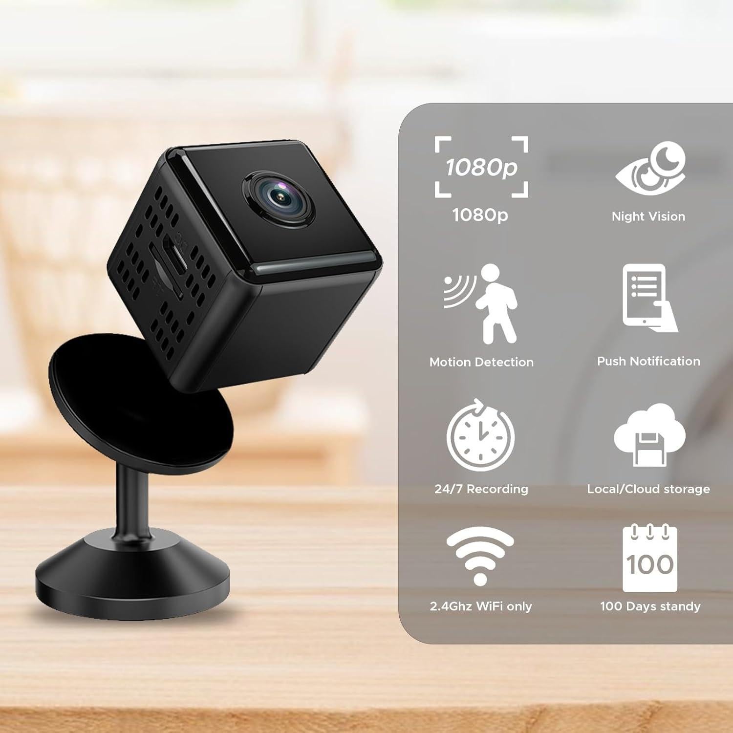 Cámara Inalámbrica WiFi 1080P HD - Vigilancia con Detección de Movimiento