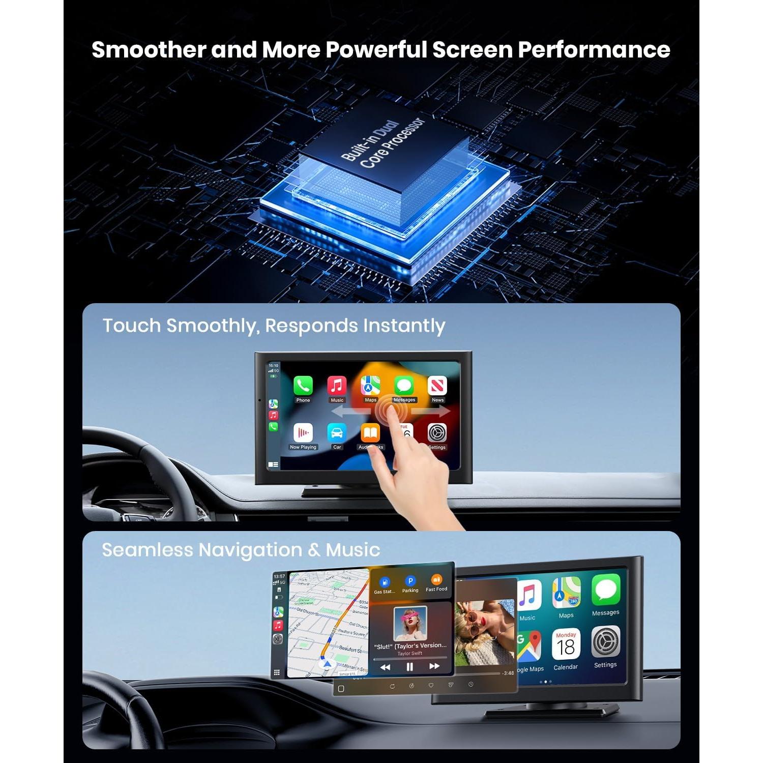 Pantalla Táctil Inalámbrica 7" HD Apple Carplay Foxpark