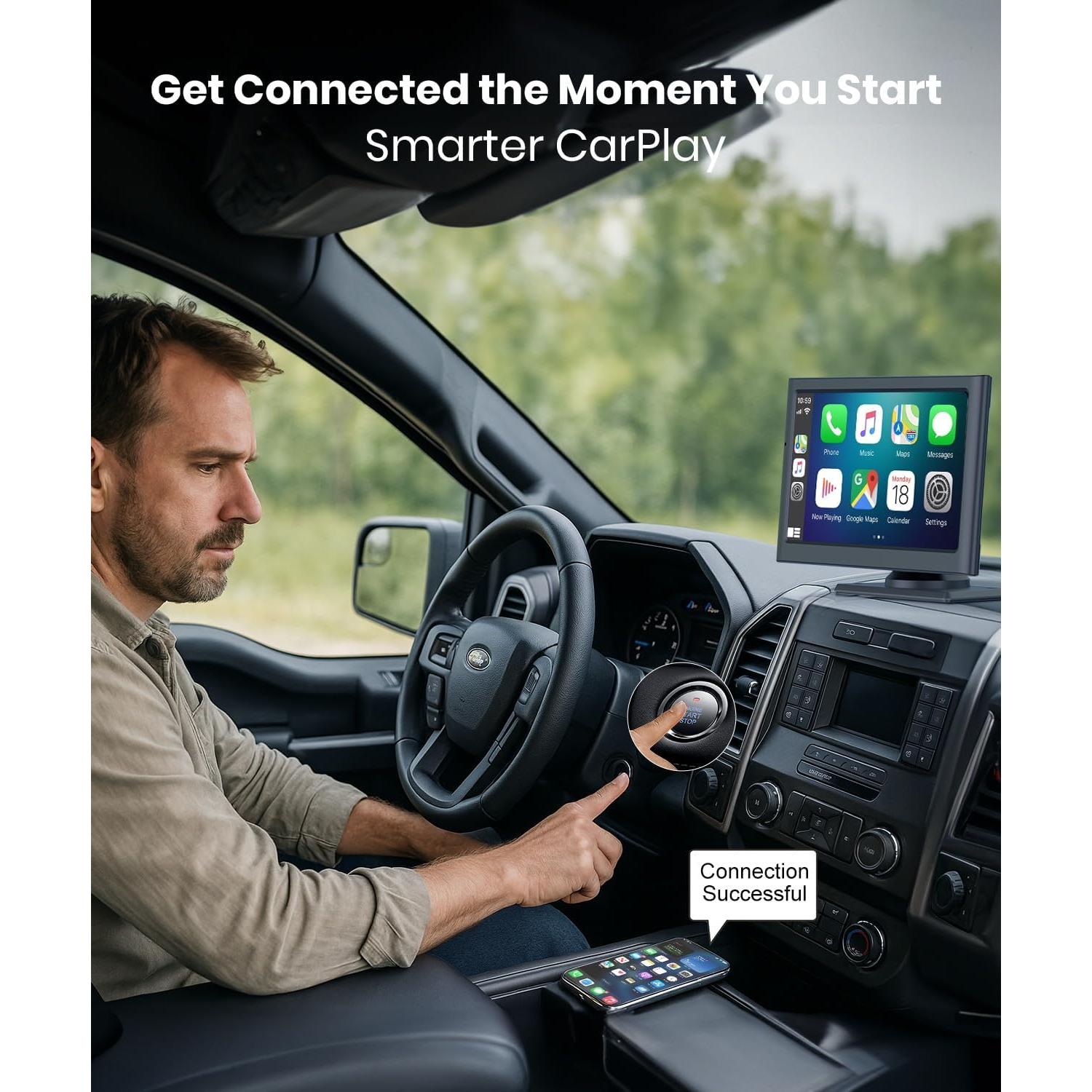 Pantalla Táctil Inalámbrica 7" HD Apple Carplay Foxpark