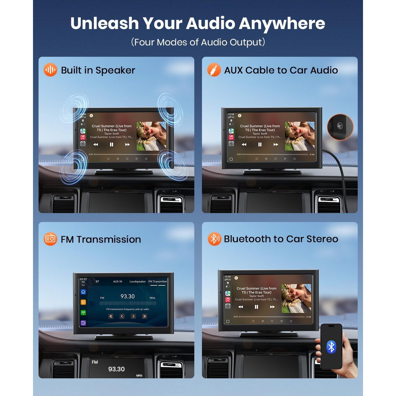 Pantalla Táctil Inalámbrica 7" HD Apple Carplay Foxpark