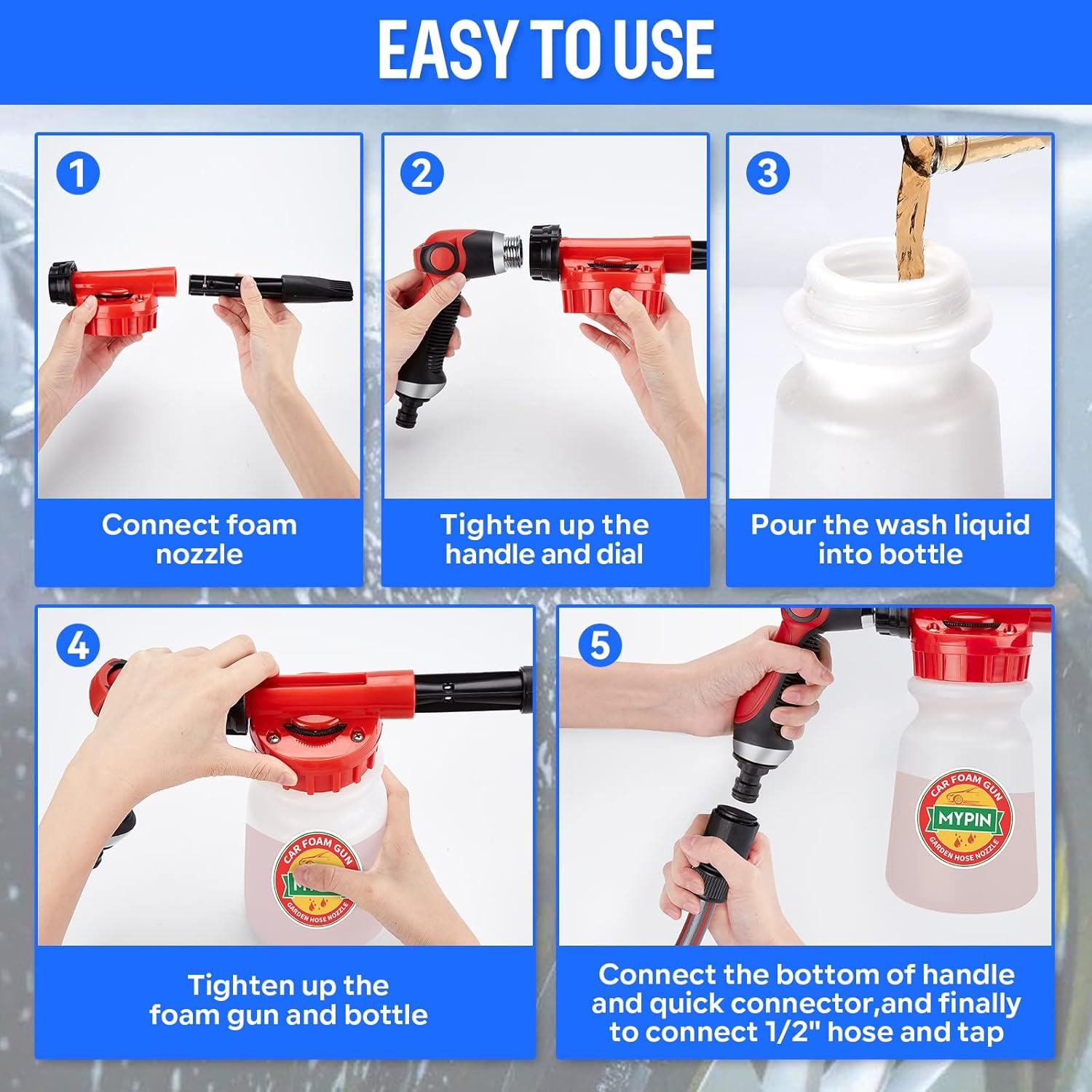 Pistola de Espuma MYPIN 16 en 1 para Lavado de Autos y Jardín