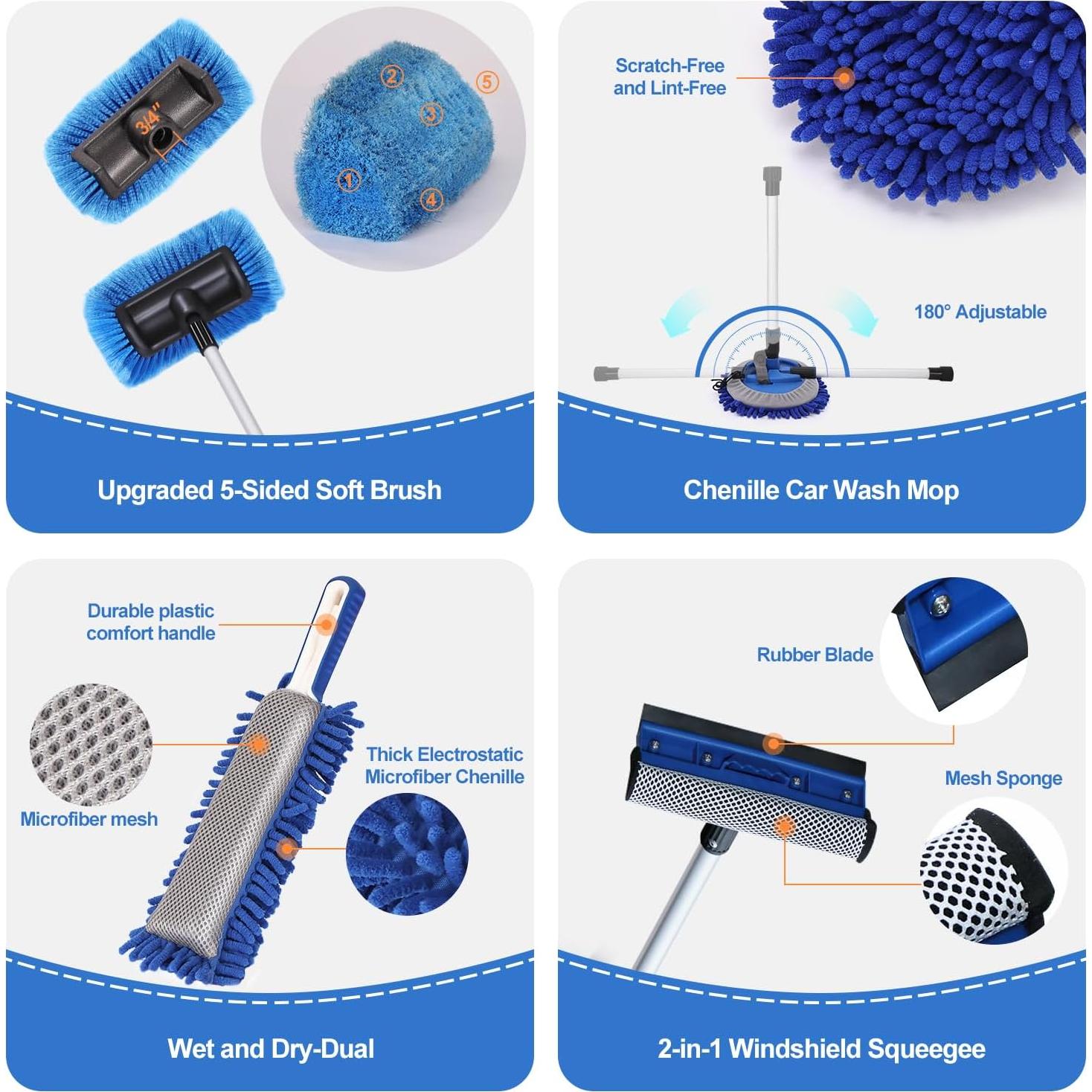 Kit de Lavado de Autos XCBYT con Mango Ajustable 62"