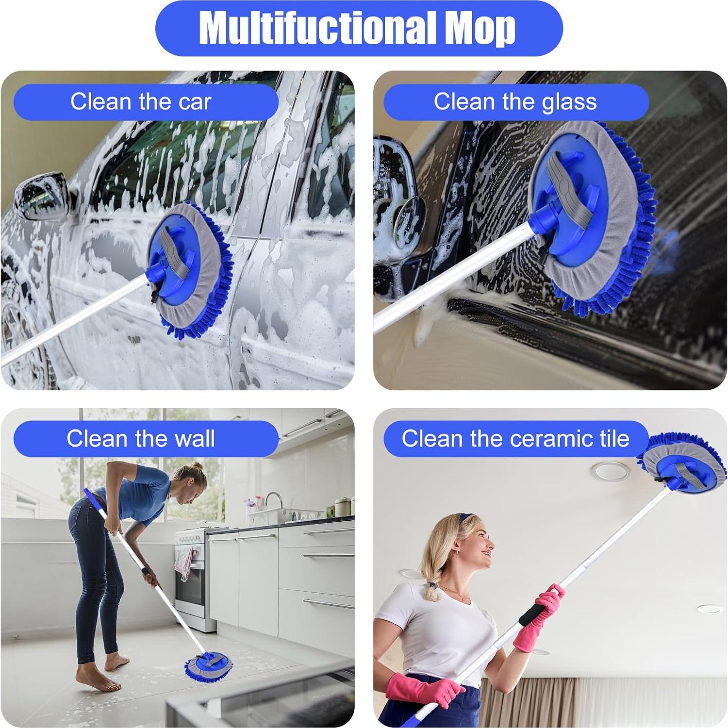 Cepillo de Lavado de Autos LUKCOZMO 157 cm Microfibra Azul