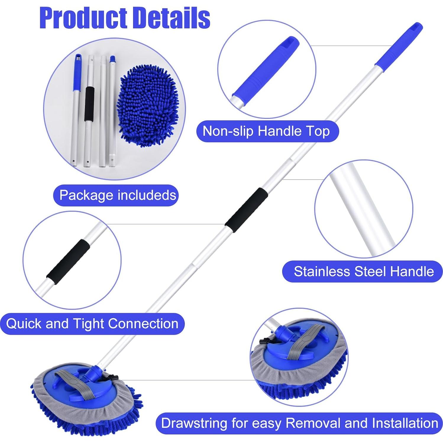 Cepillo de Lavado de Autos LUKCOZMO 157 cm Microfibra Azul