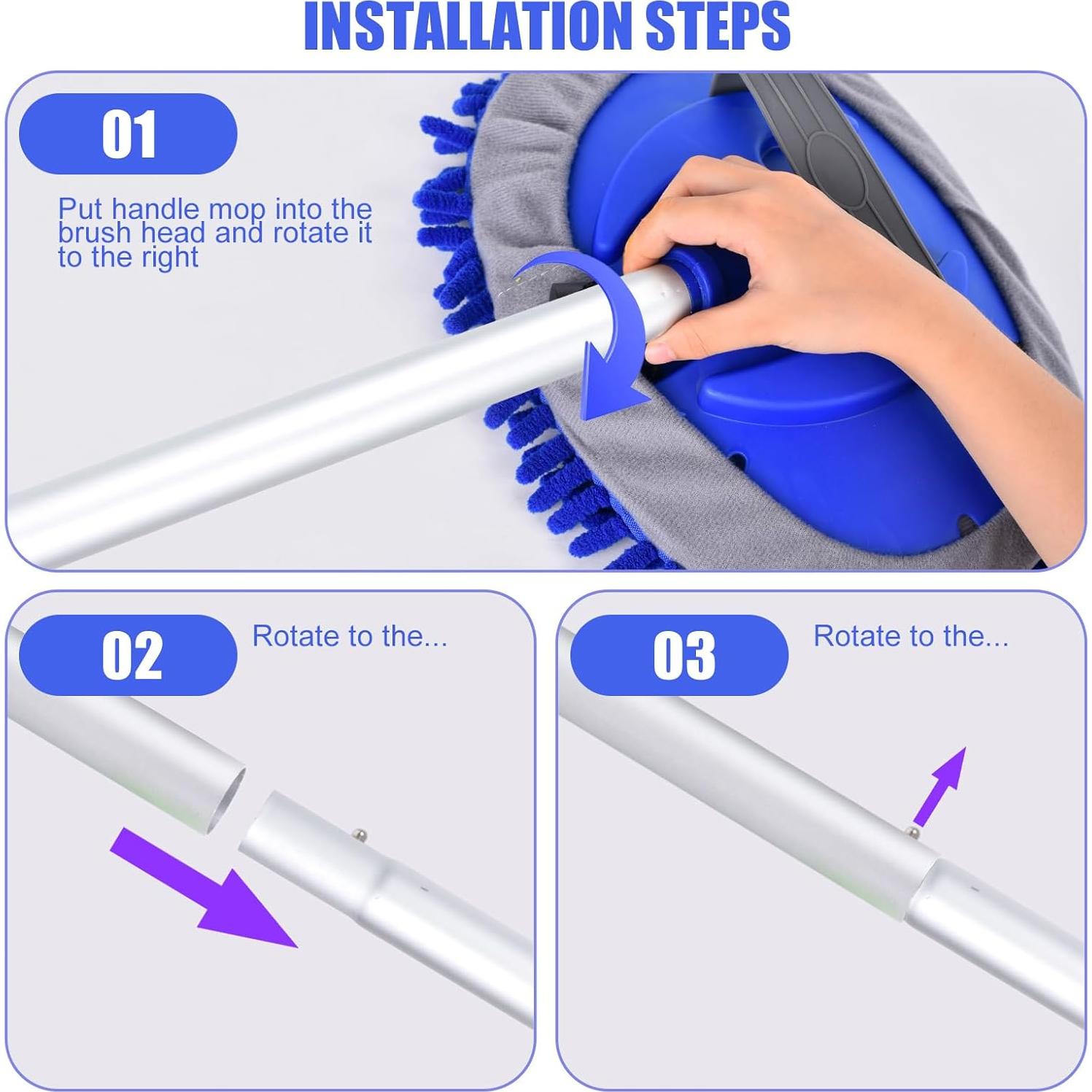 Cepillo de Lavado de Autos LUKCOZMO 157 cm Microfibra Azul