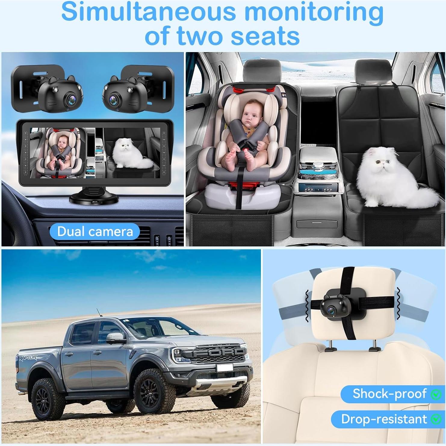 Cámara Doble para Bebés AMTIFO - Pantalla HD 6.9" Rotativa