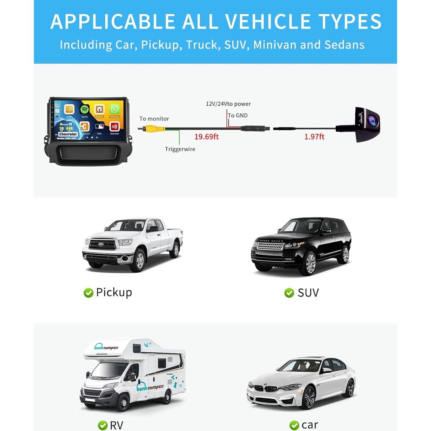 Cámara de visión trasera NOAUKA CA01 HD 170° IP69 nocturna