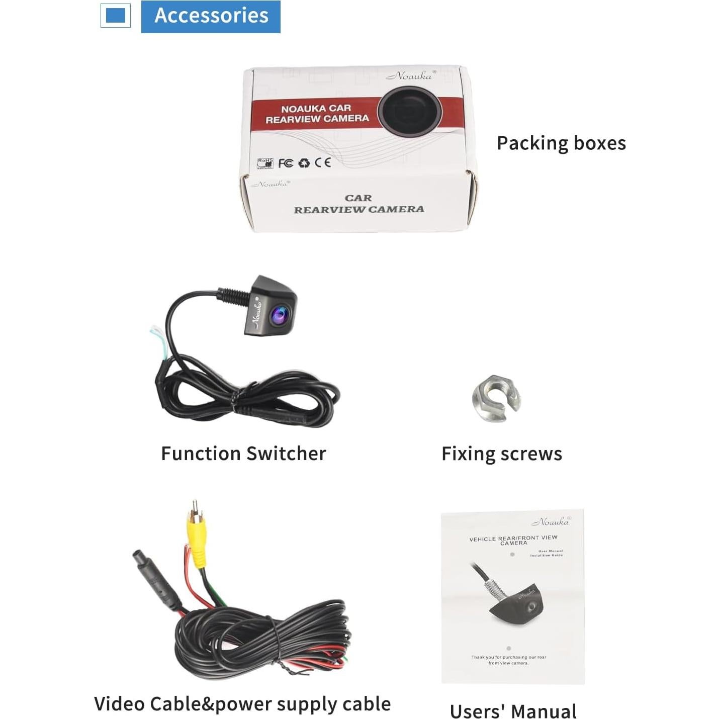Cámara de visión trasera NOAUKA CA01 HD 170° IP69 nocturna