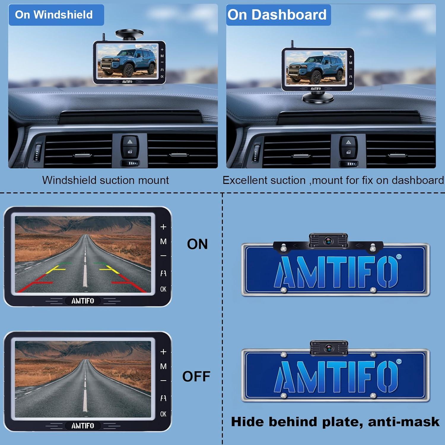 Cámara de Respaldo Inalámbrica AMTIFO A6 5" HD 1080P