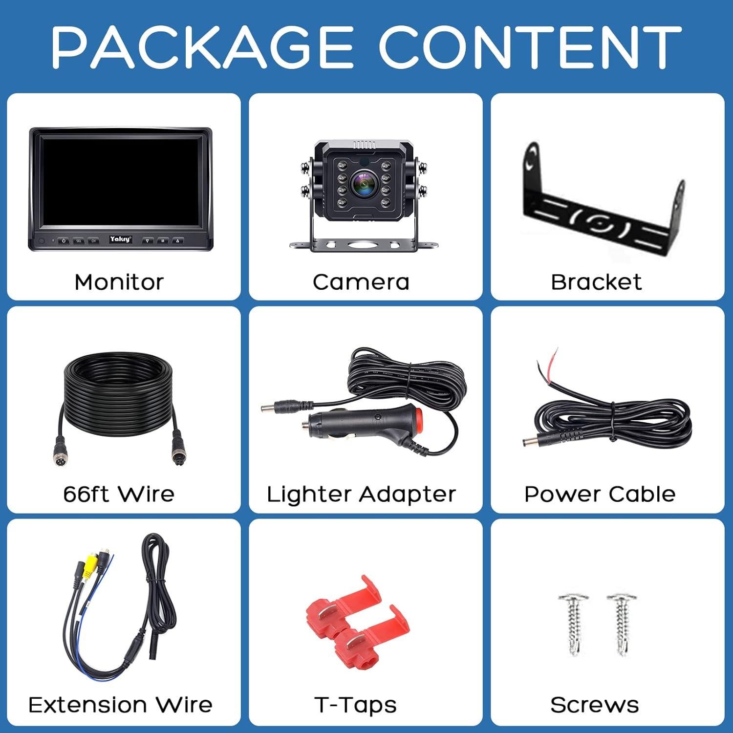 Cámara de Respaldo Yakry Y14 7" HD 1080P Visión Nocturna