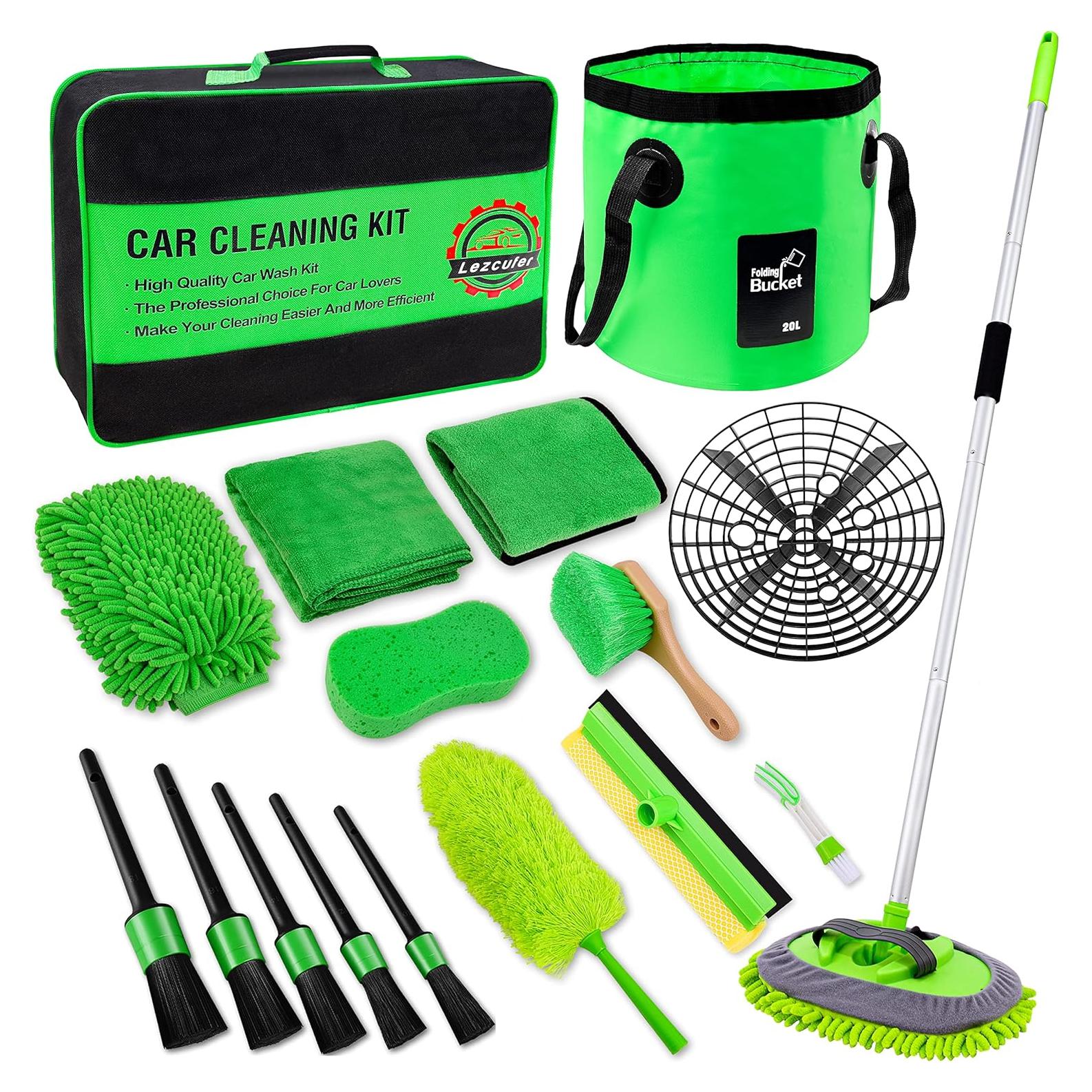 Kit de Lavado de Autos 17 Piezas Lezcufer con Cepillo 157 cm