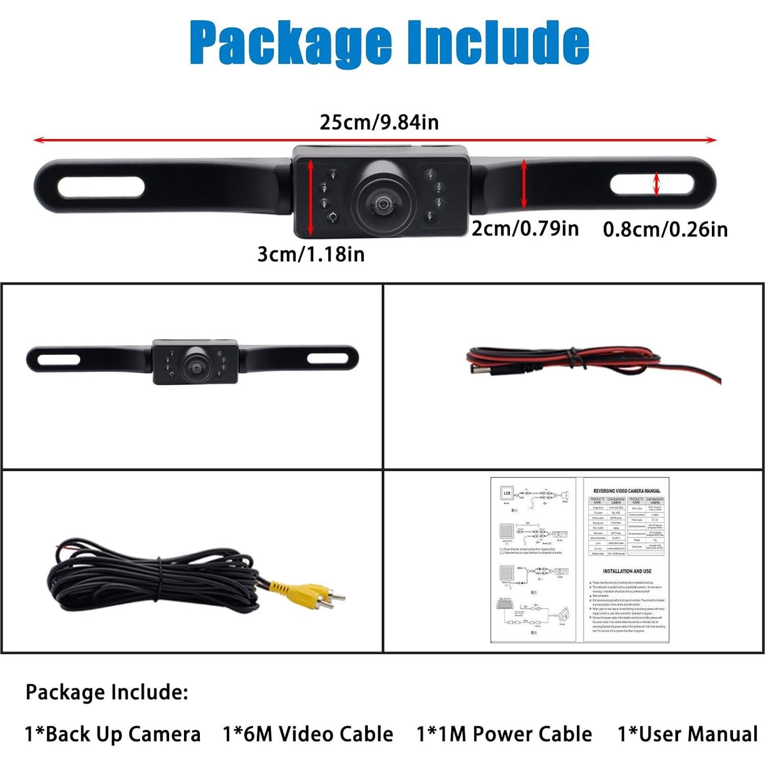 Cámara de Respaldo HD AUTOXBERT con Visión Nocturna 170°