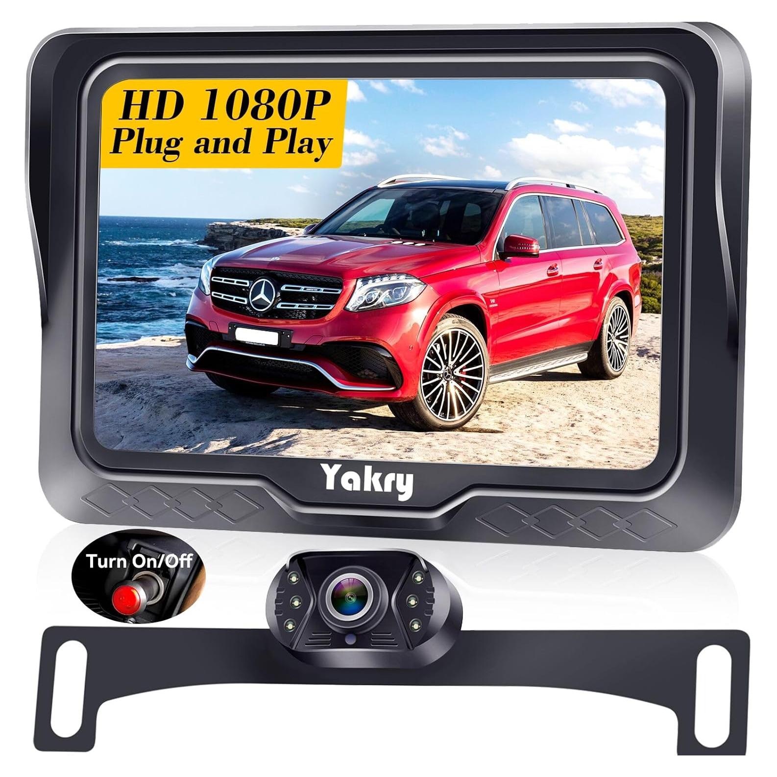 Cámara de Respaldo HD 1080P Yakry con Monitor 10.9 cm