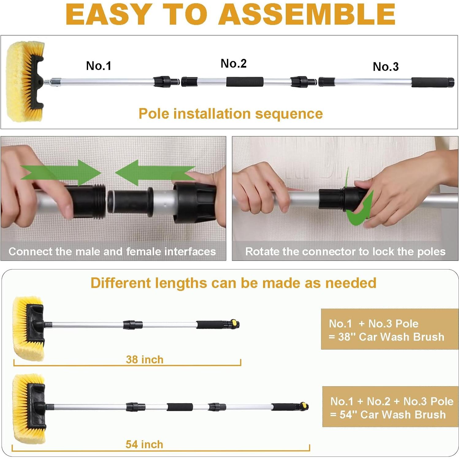 Cepillo de Lavado de Autos NAVAPAL 137 cm Ajustable Amarillo