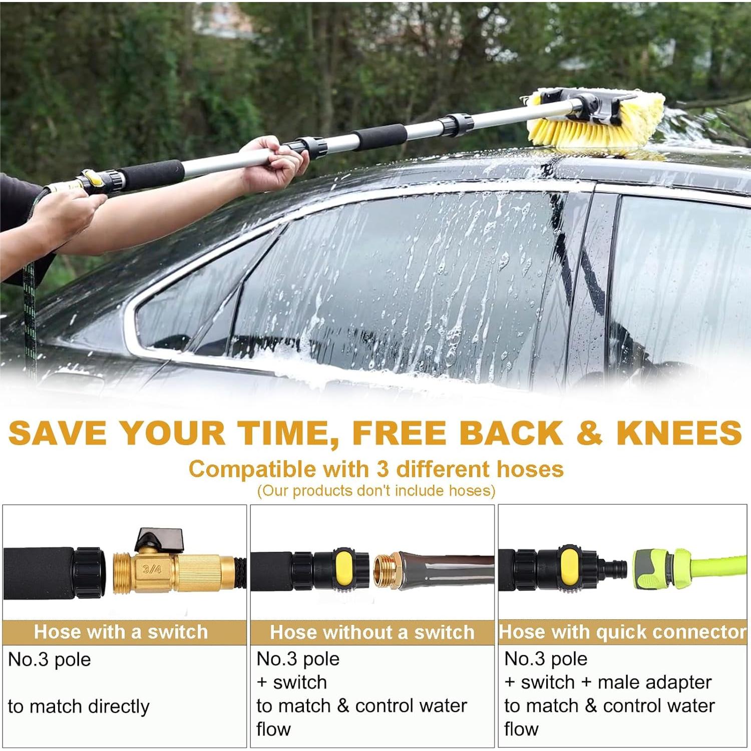 Cepillo de Lavado de Autos NAVAPAL 137 cm Ajustable Amarillo