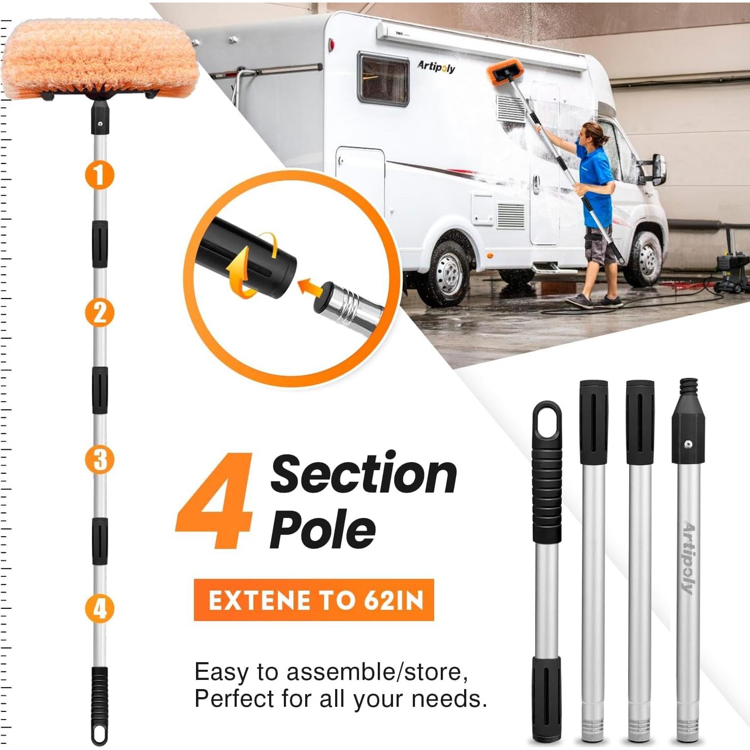 Cepillo de Lavado de Autos ARTIPOLY 30 cm con Mango 165 cm
